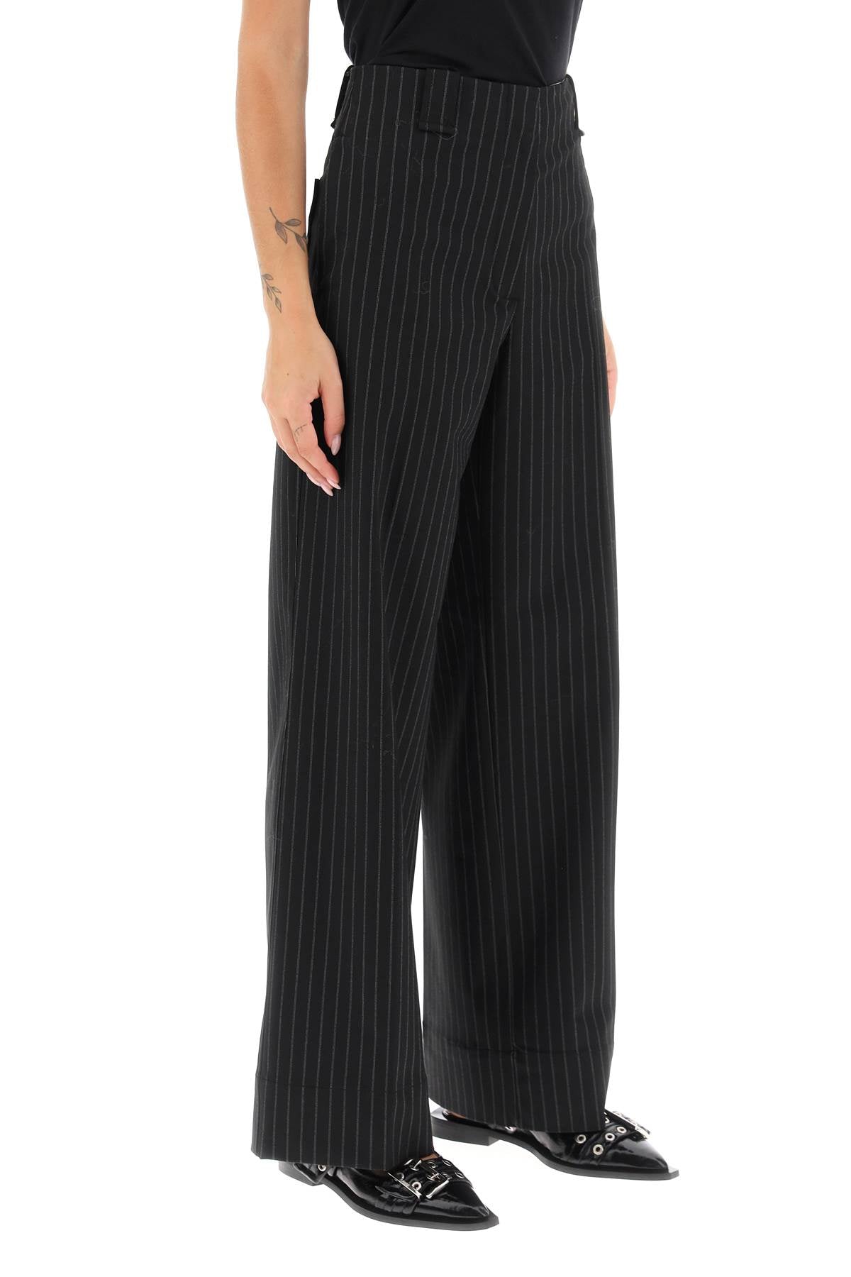 Ganni Ganni pinstriped wide leg pants