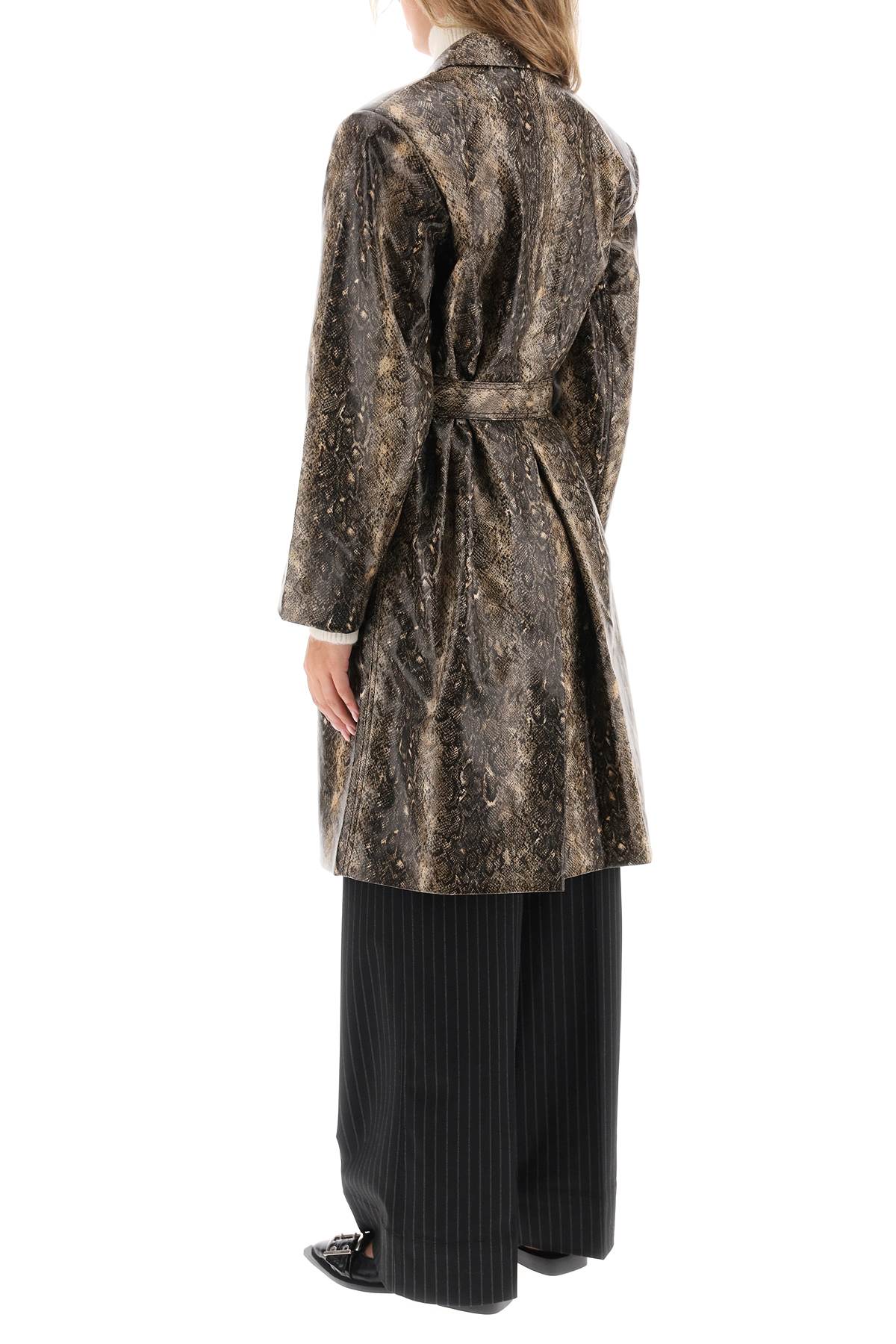 Ganni Ganni snake-effect faux leather trench coat