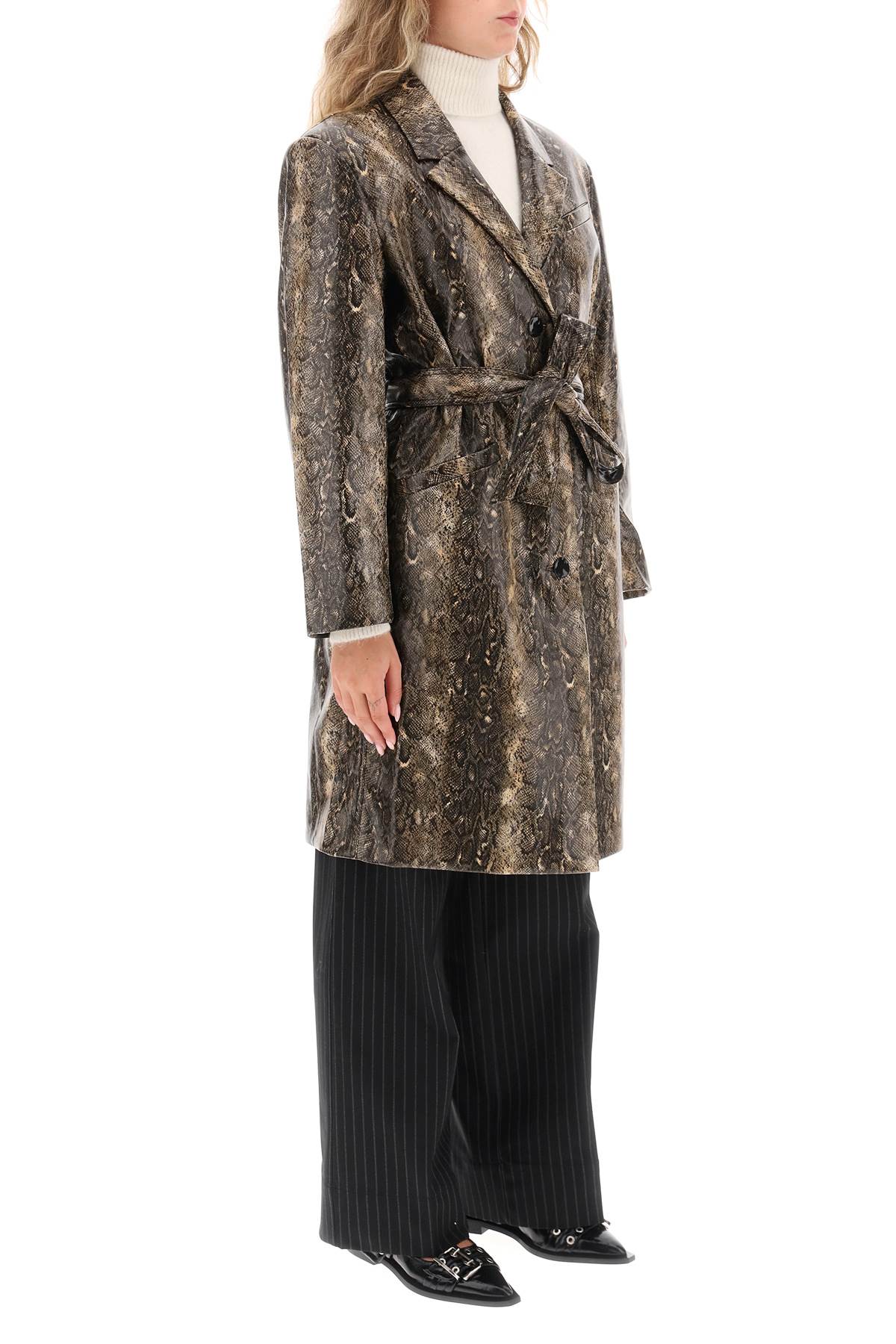 Ganni Ganni snake-effect faux leather trench coat