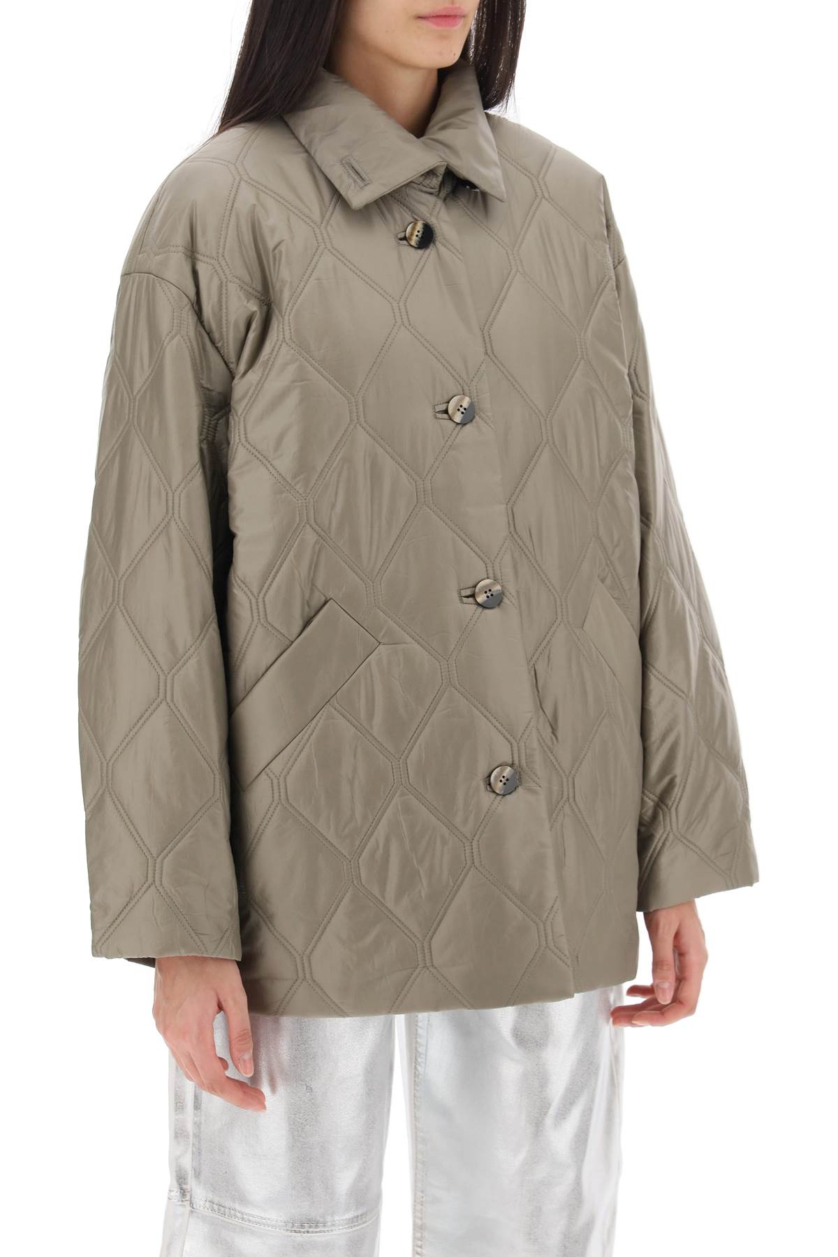 Ganni Ganni quilted oversized coat