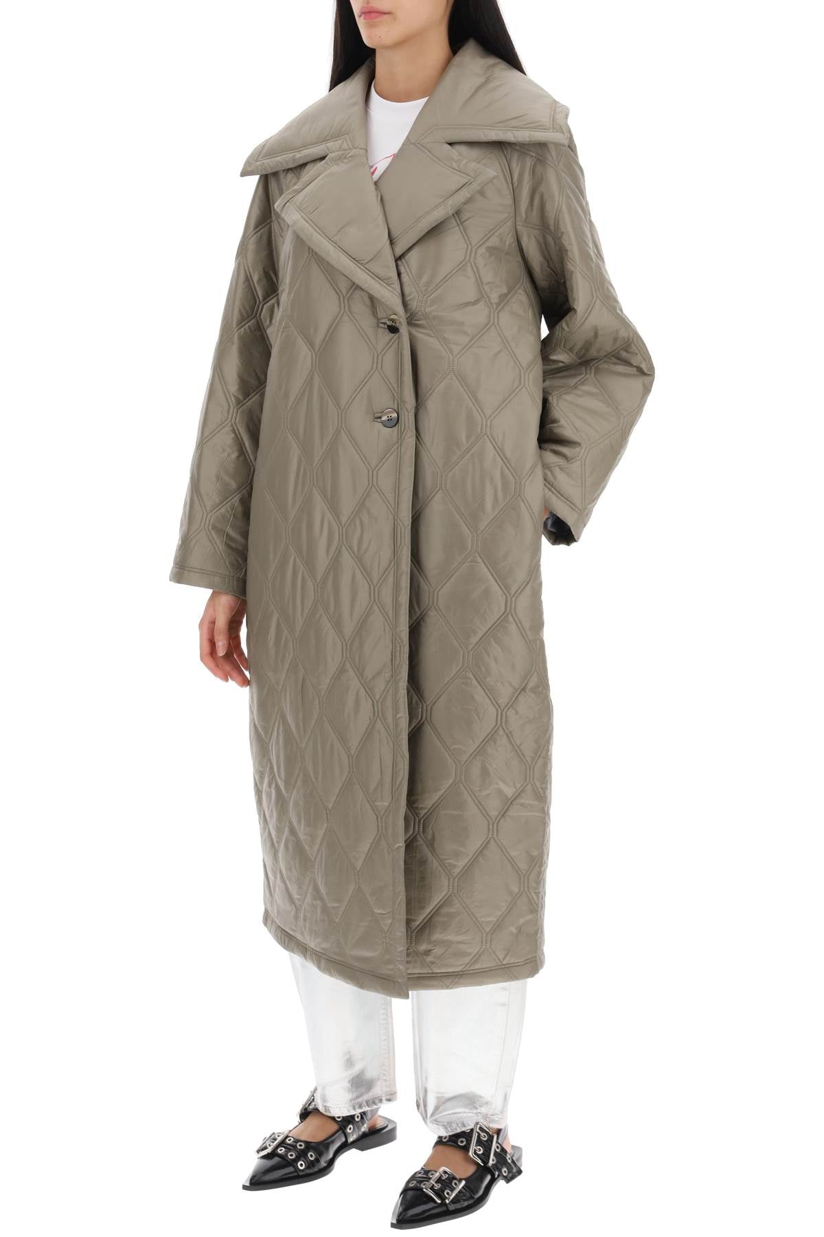 Ganni Ganni quilted oversized coat