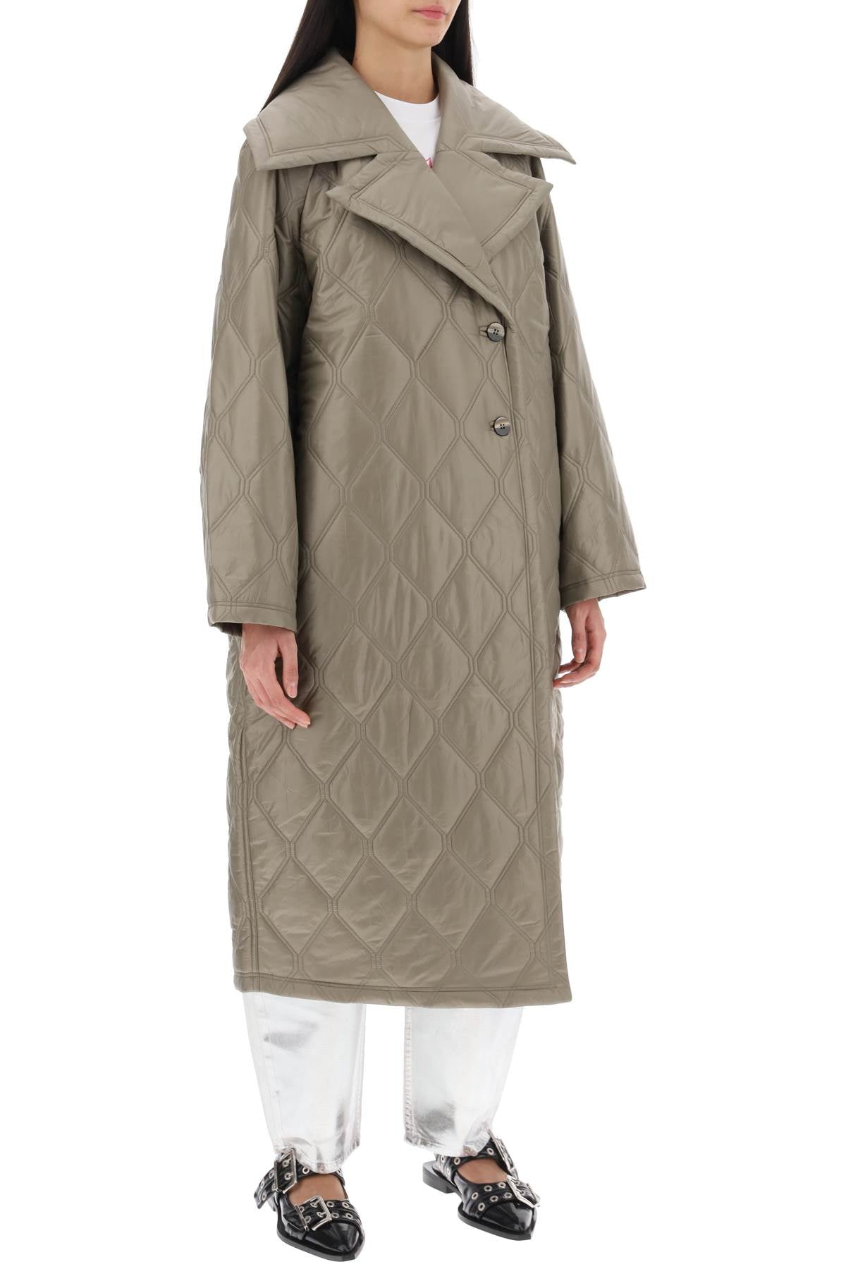 Ganni Ganni quilted oversized coat