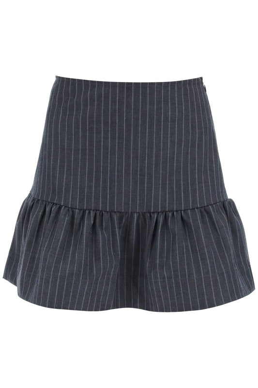 Ganni Ganni pinstriped mini skirt with flounce hem