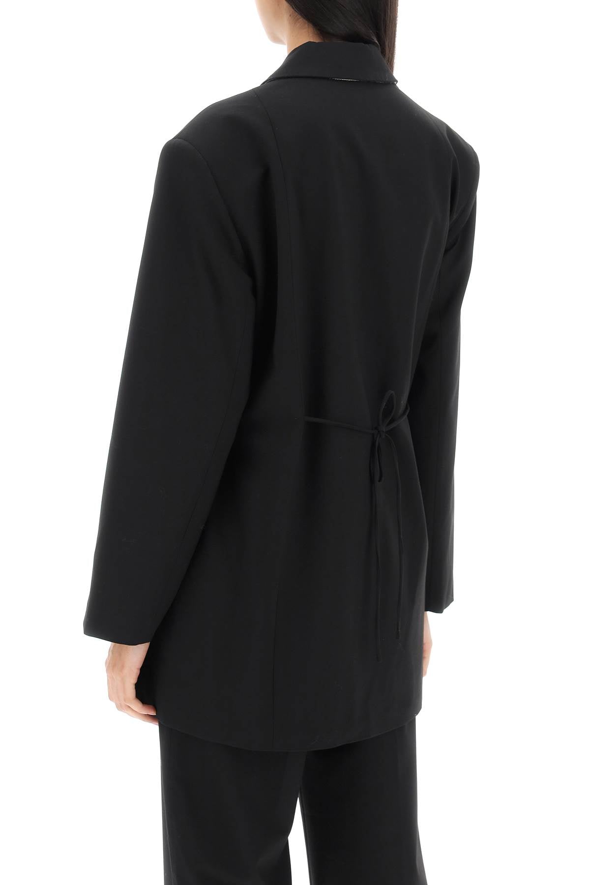 Ganni Ganni double-breasted blazer with self-tie strings