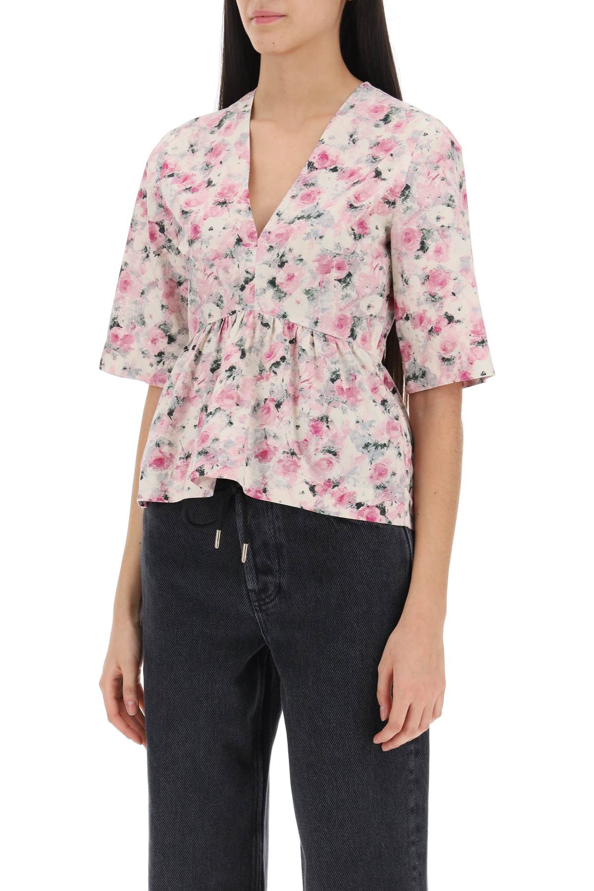 Ganni Ganni floral peplum blouse