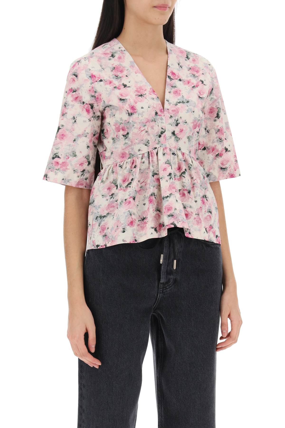 Ganni Ganni floral peplum blouse