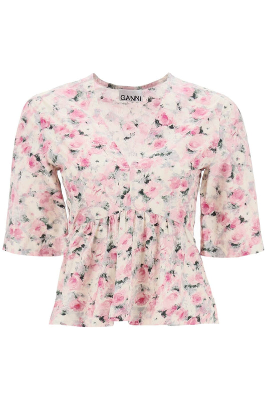 Ganni Ganni floral peplum blouse