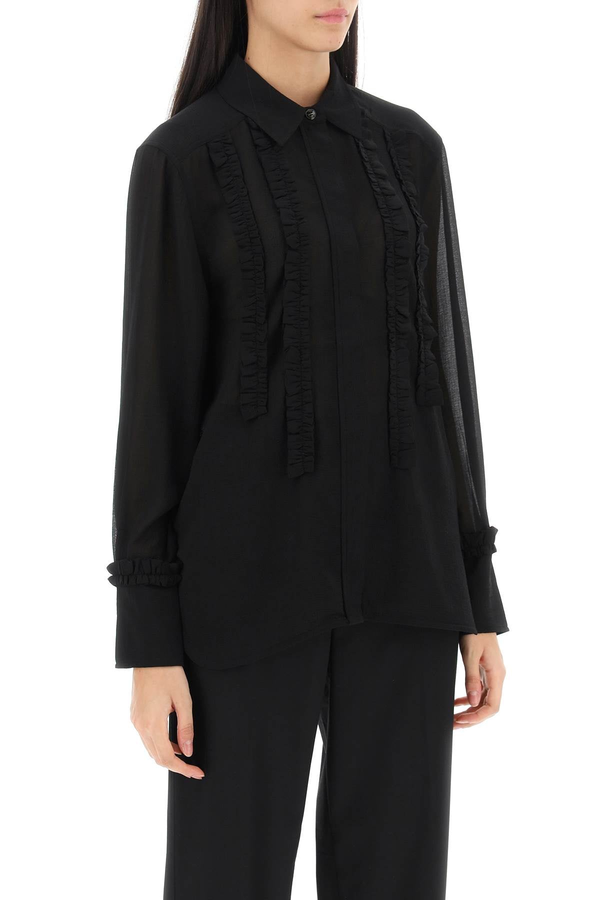 Ganni Ganni ruffled chiffon shirt