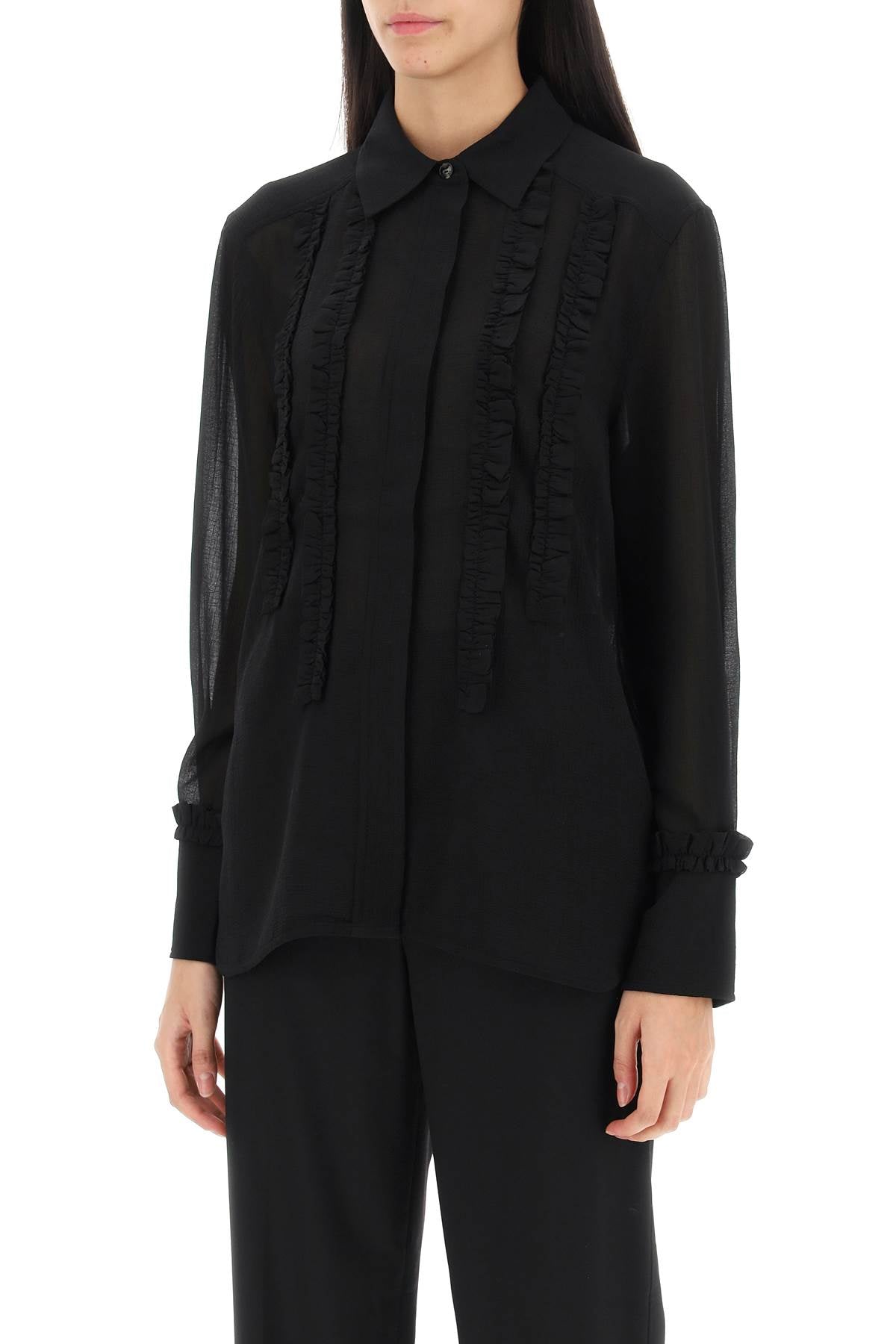 Ganni Ganni ruffled chiffon shirt