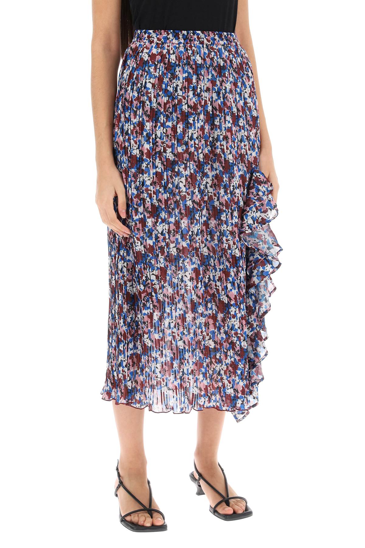 Ganni Ganni pleated midi skirt with leopard motif