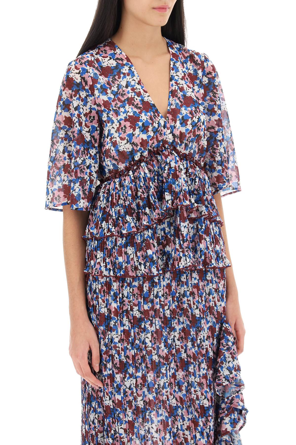 Ganni Ganni pleated blouse with floral motif