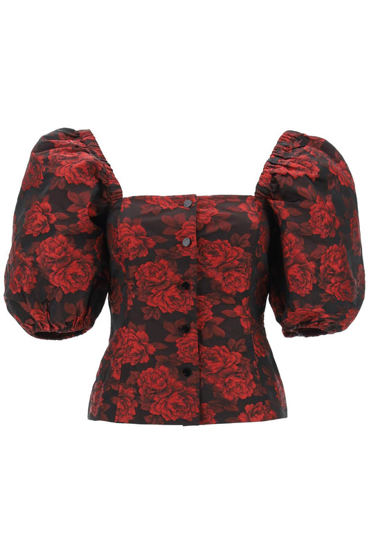 Ganni Ganni blouse in floral jacquard