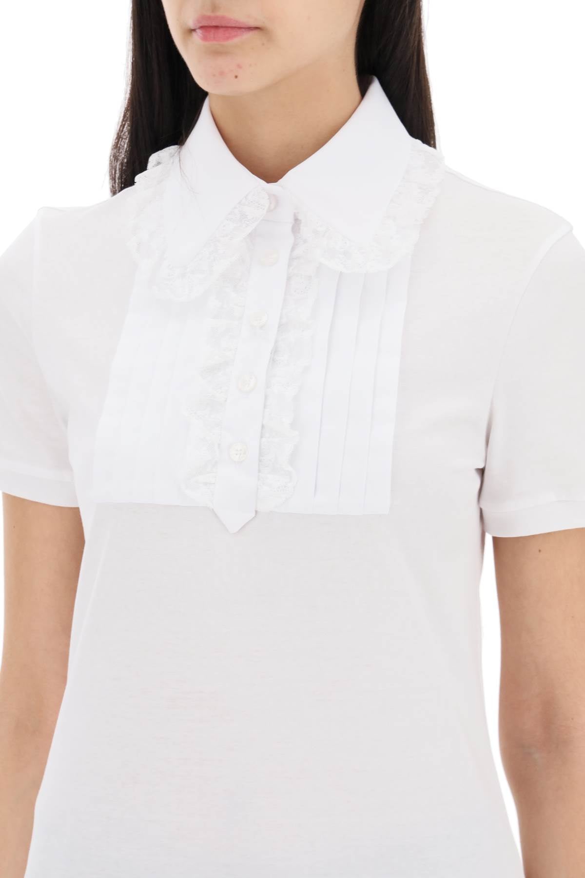 Dolce & Gabbana Dolce & gabbana polo shirt with harness and lace trimm