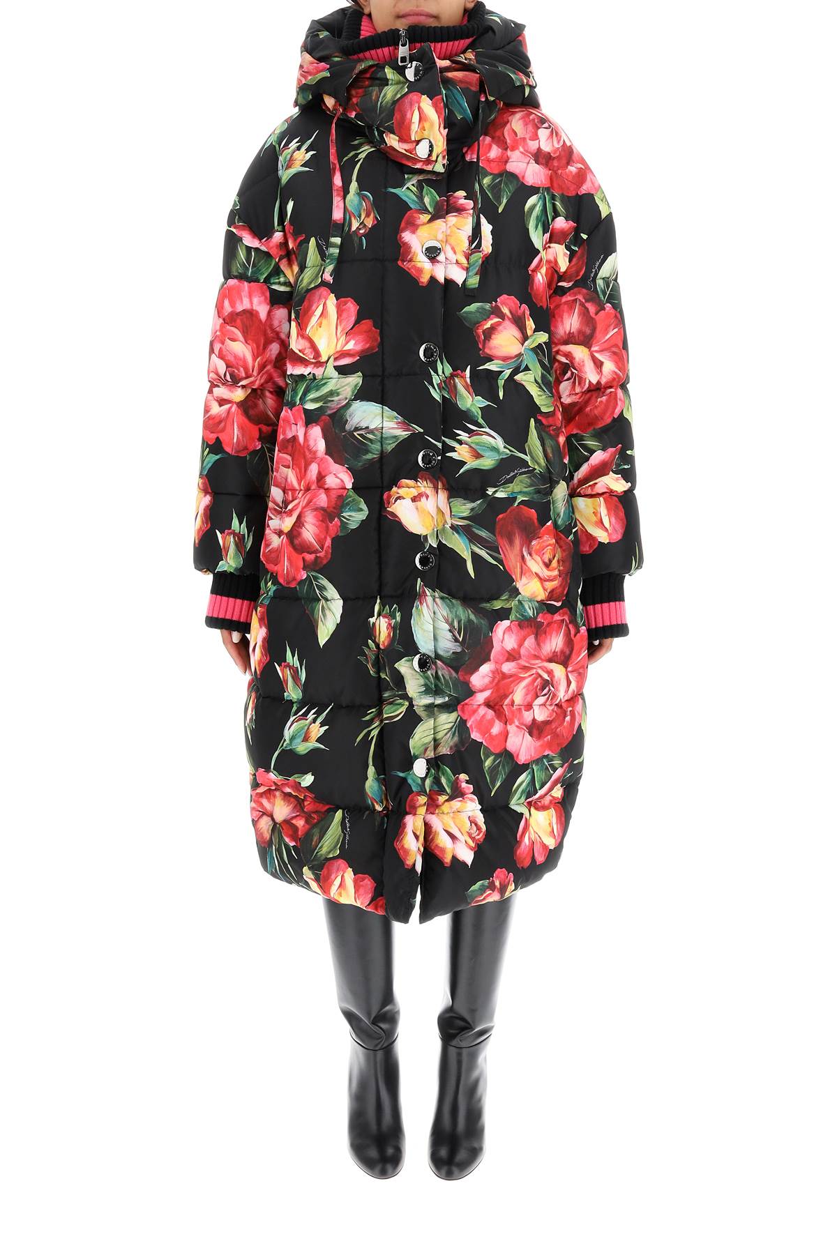 Dolce & Gabbana Dolce & gabbana rose print long puffer jacket