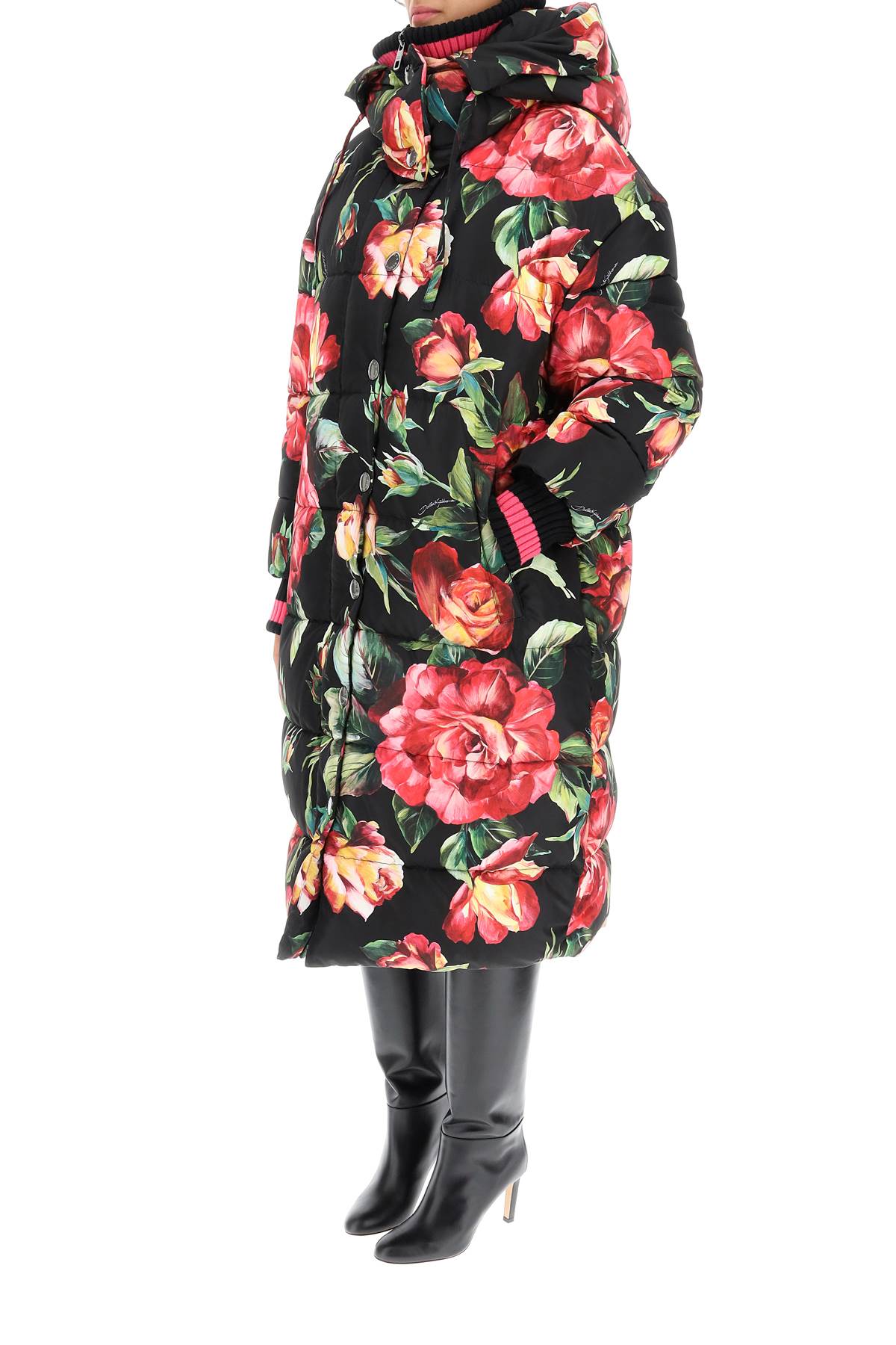 Dolce & Gabbana Dolce & gabbana rose print long puffer jacket