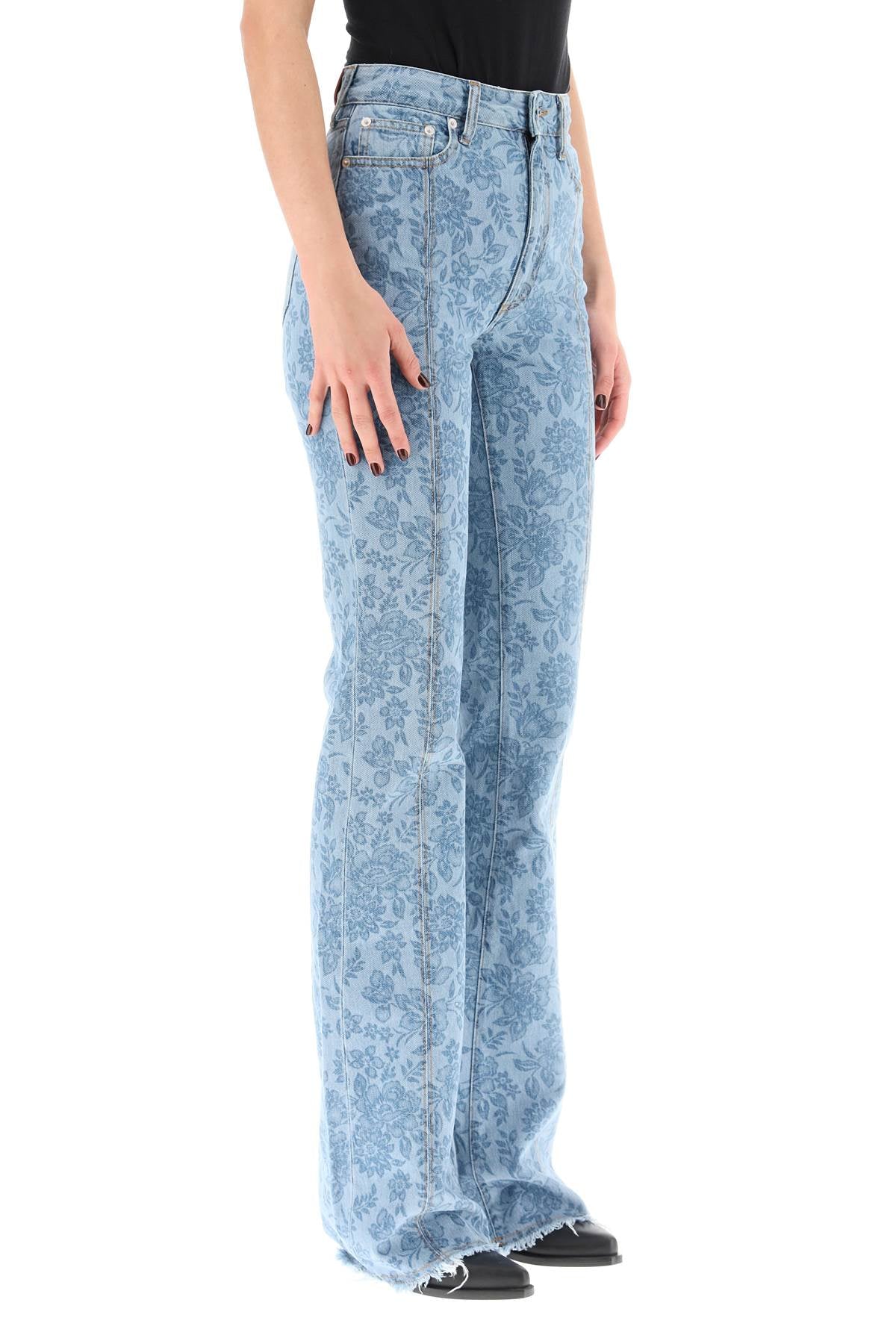 Alessandra Rich Alessandra rich flower print flared jeans