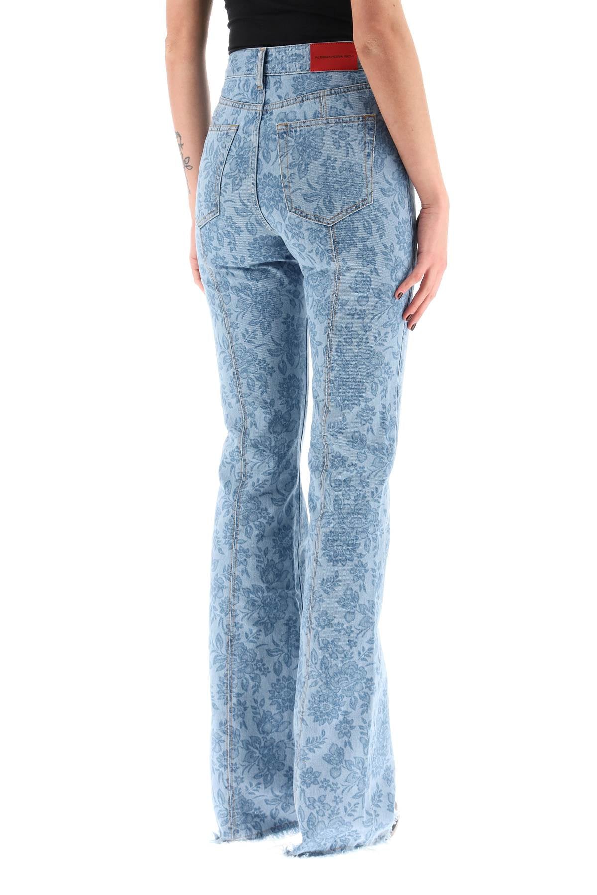 Alessandra Rich Alessandra rich flower print flared jeans