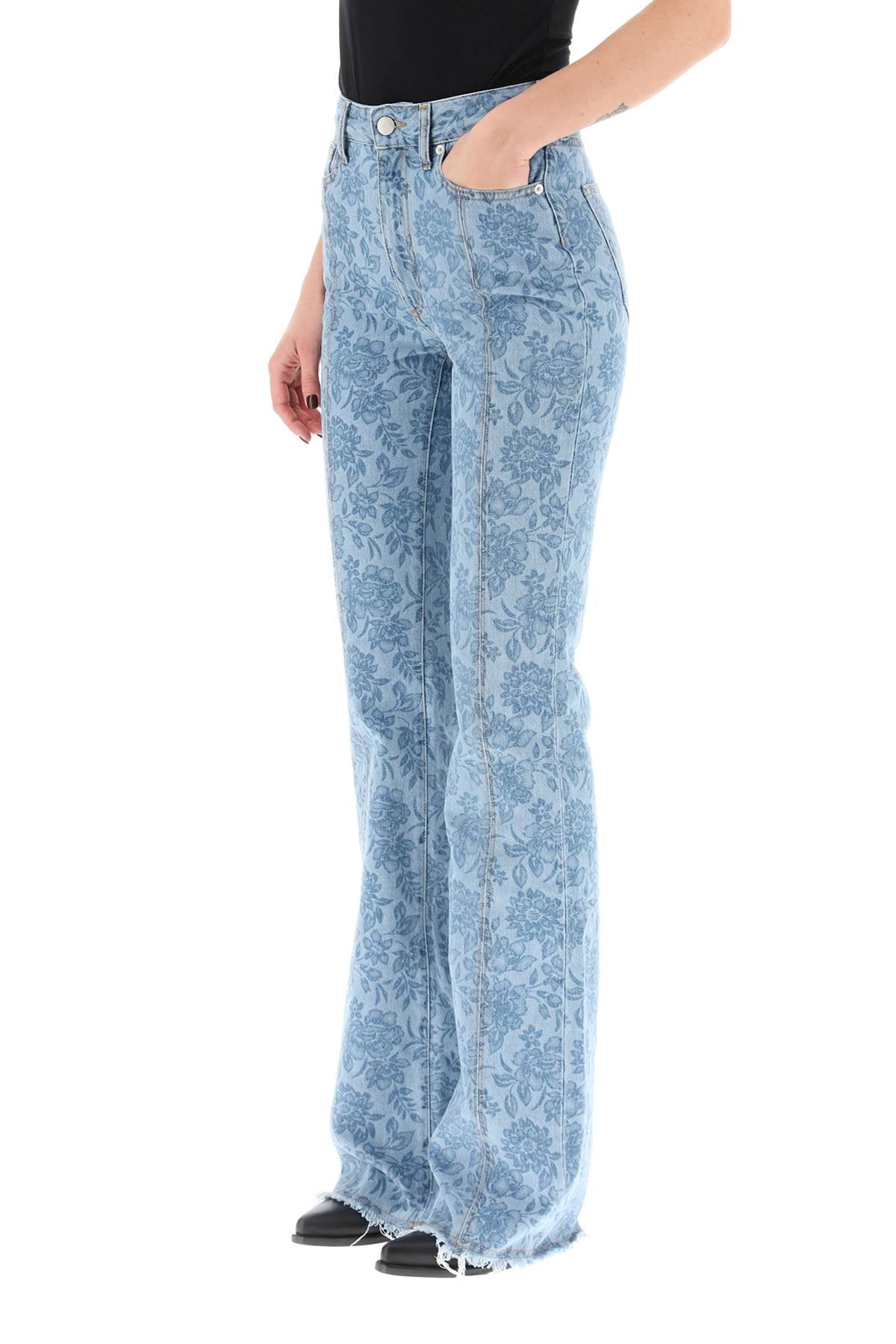 Alessandra Rich Alessandra rich flower print flared jeans