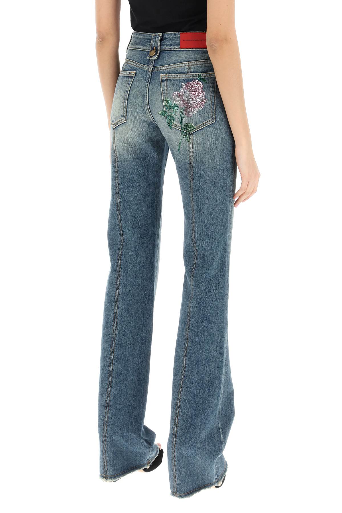 Alessandra Rich Alessandra rich flared jeans with crystal rose