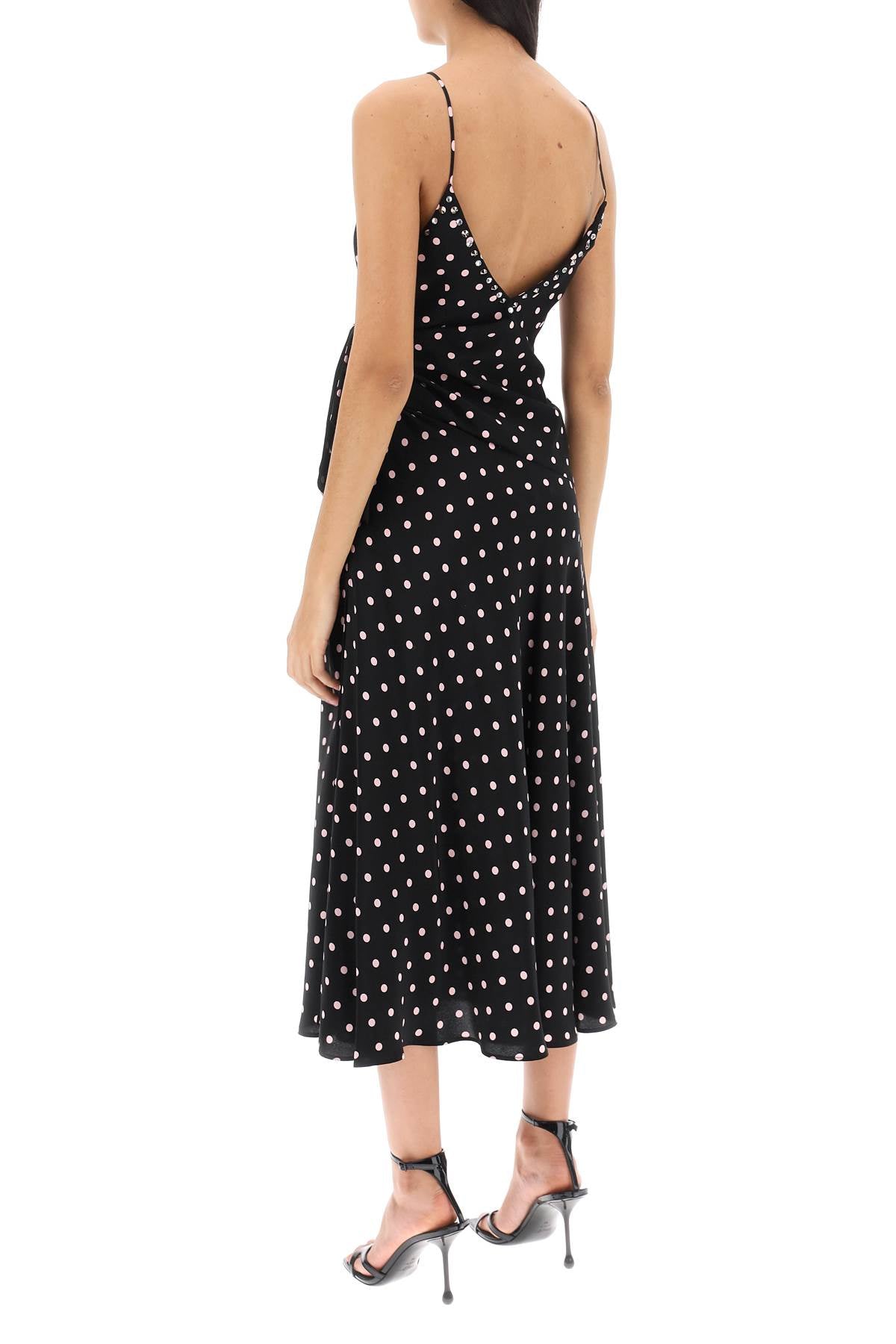 Alessandra Rich Alessandra rich polka dot slip dress with studs and rhinestones