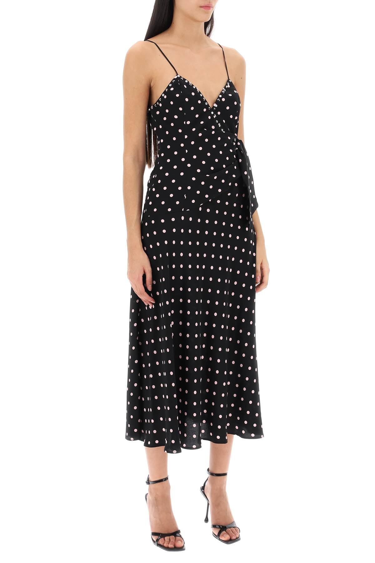 Alessandra Rich Alessandra rich polka dot slip dress with studs and rhinestones