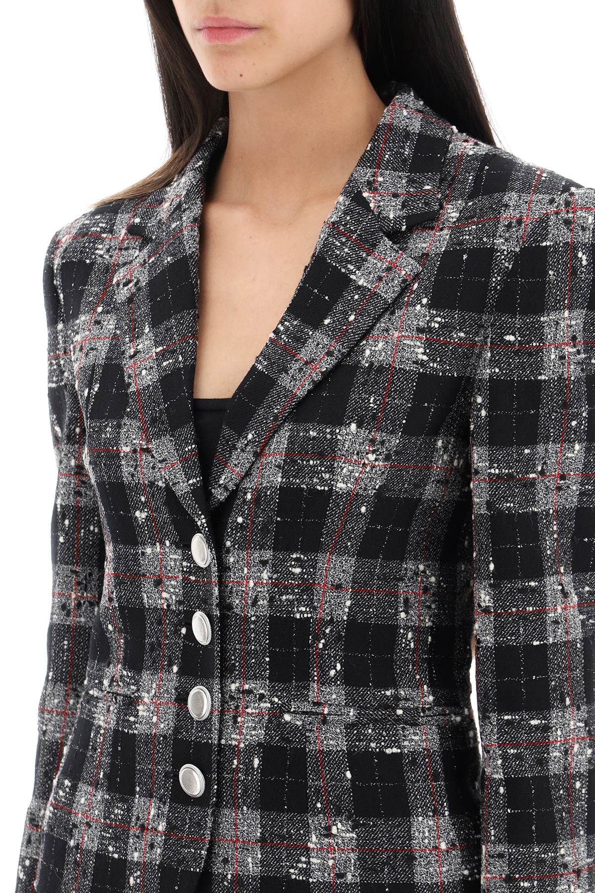 Alessandra Rich Alessandra rich single-breasted jacket in boucle' fabric with check motif