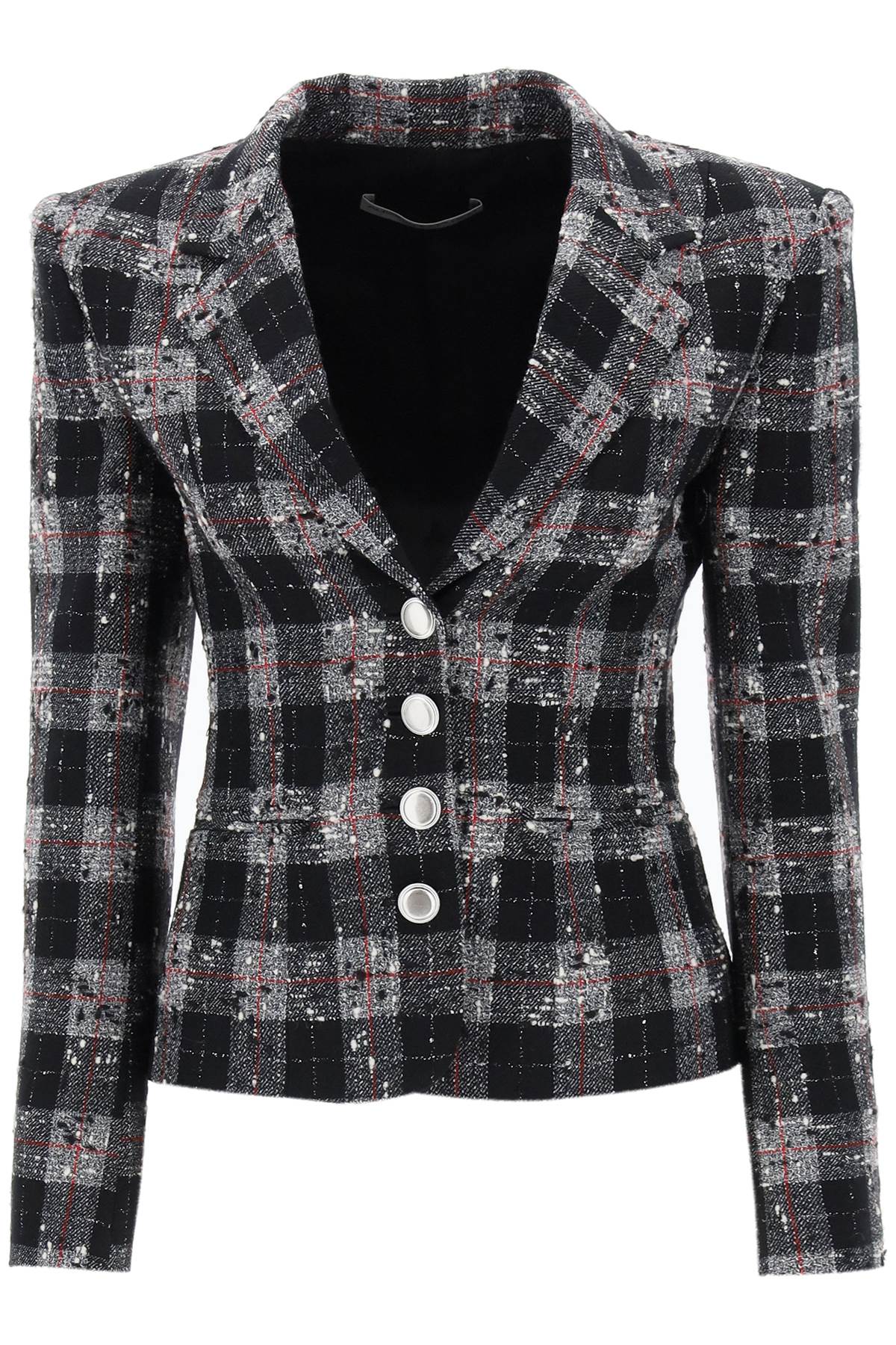 Alessandra Rich Alessandra rich single-breasted jacket in boucle' fabric with check motif