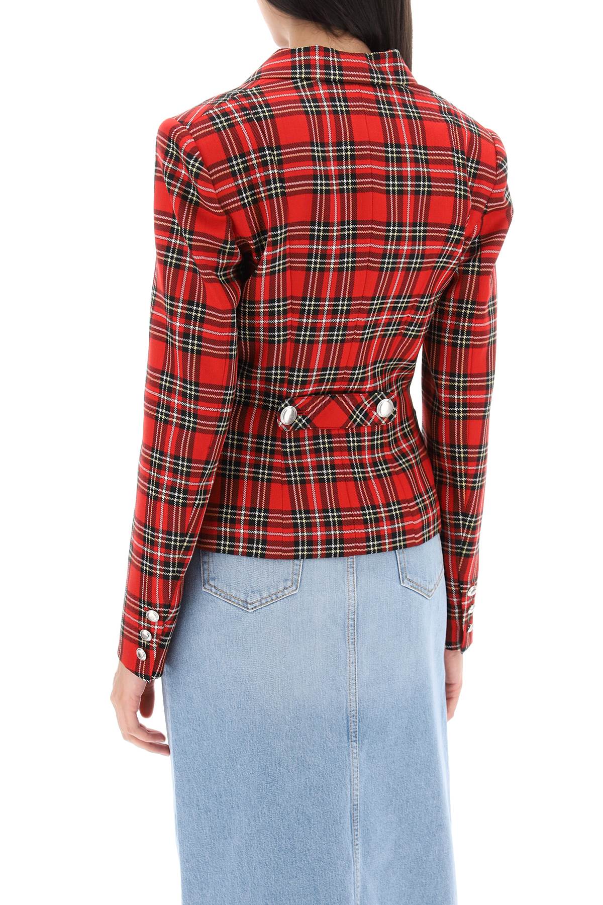 Alessandra Rich Alessandra rich wool single-breasted jacket with tartan motif