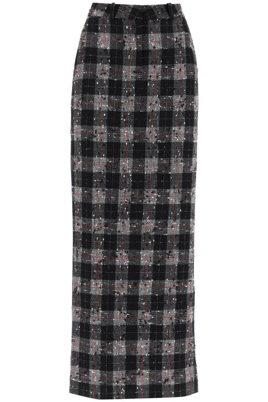 Alessandra Rich Alessandra rich maxi skirt in boucle' fabric with check motif