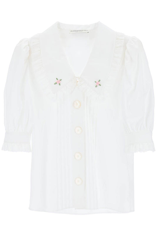 Alessandra Rich Alessandra rich short-sleeved shirt with embroidered collar