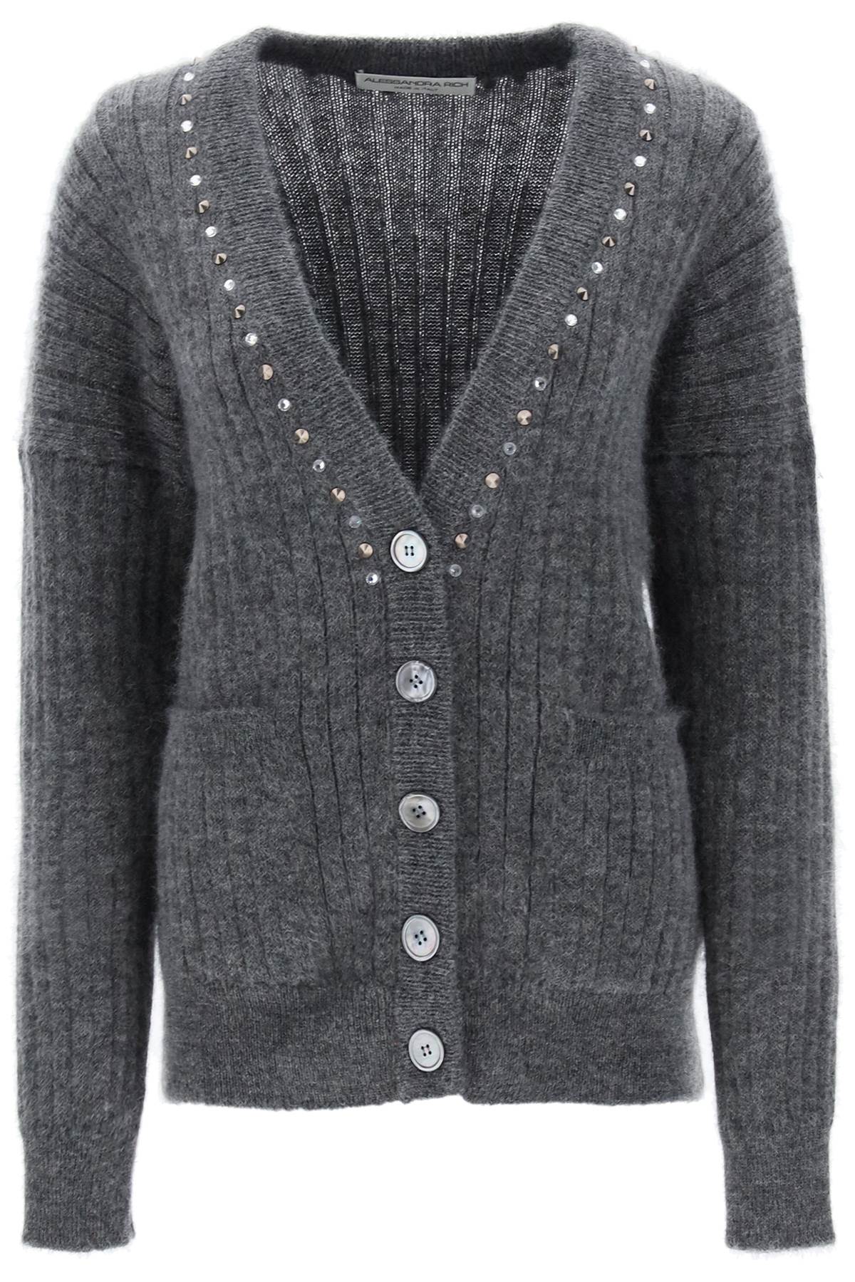 Alessandra Rich Alessandra rich cardigan with studs and crystals