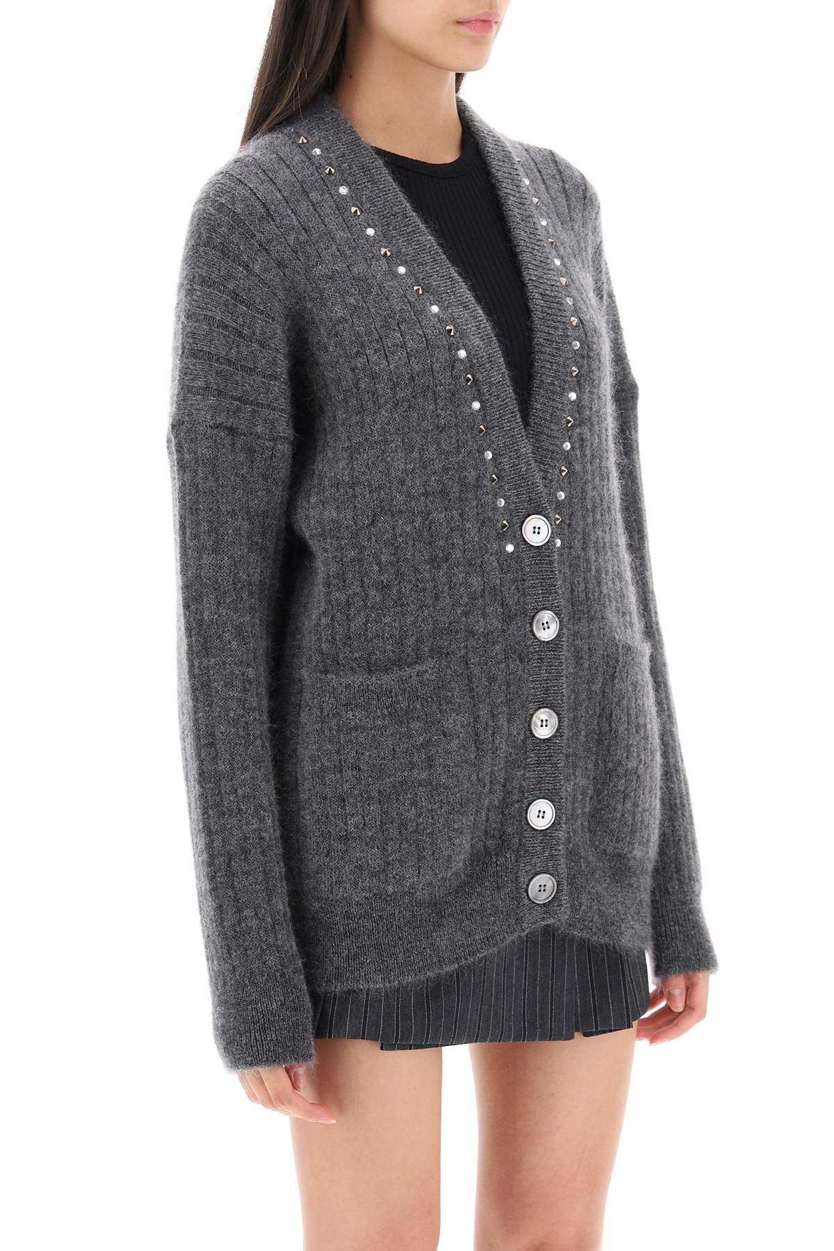 Alessandra Rich Alessandra rich cardigan with studs and crystals