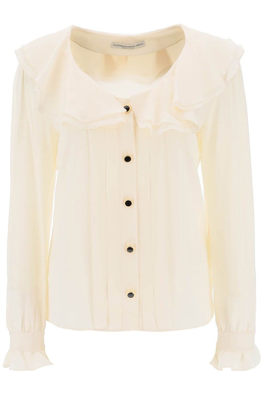 Alessandra Rich Alessandra rich crepe de chine blouse with frills