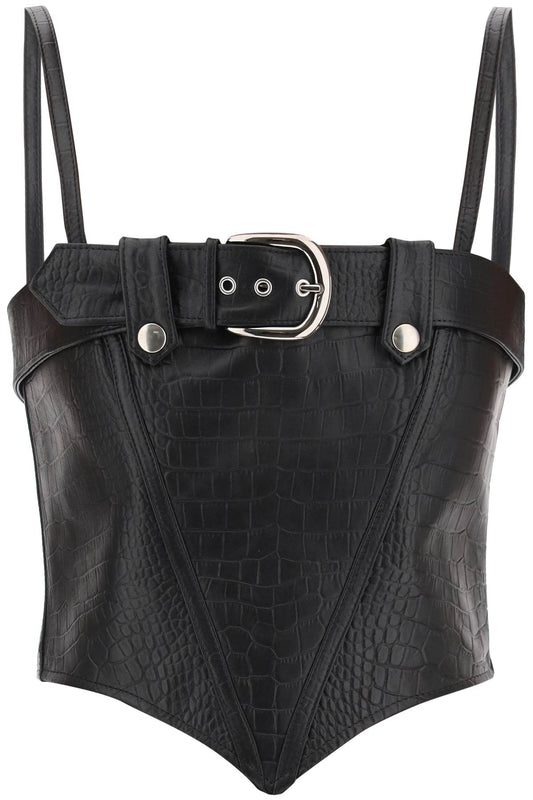 Alessandra Rich Alessandra rich croco-print leather bustier top