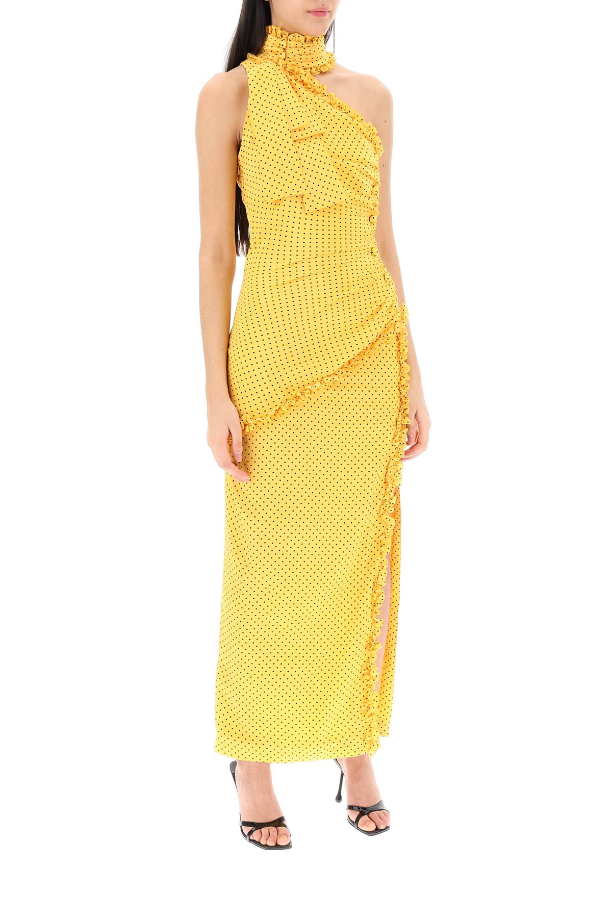 Alessandra Rich Alessandra rich polka dot one-shoulder maxi dress