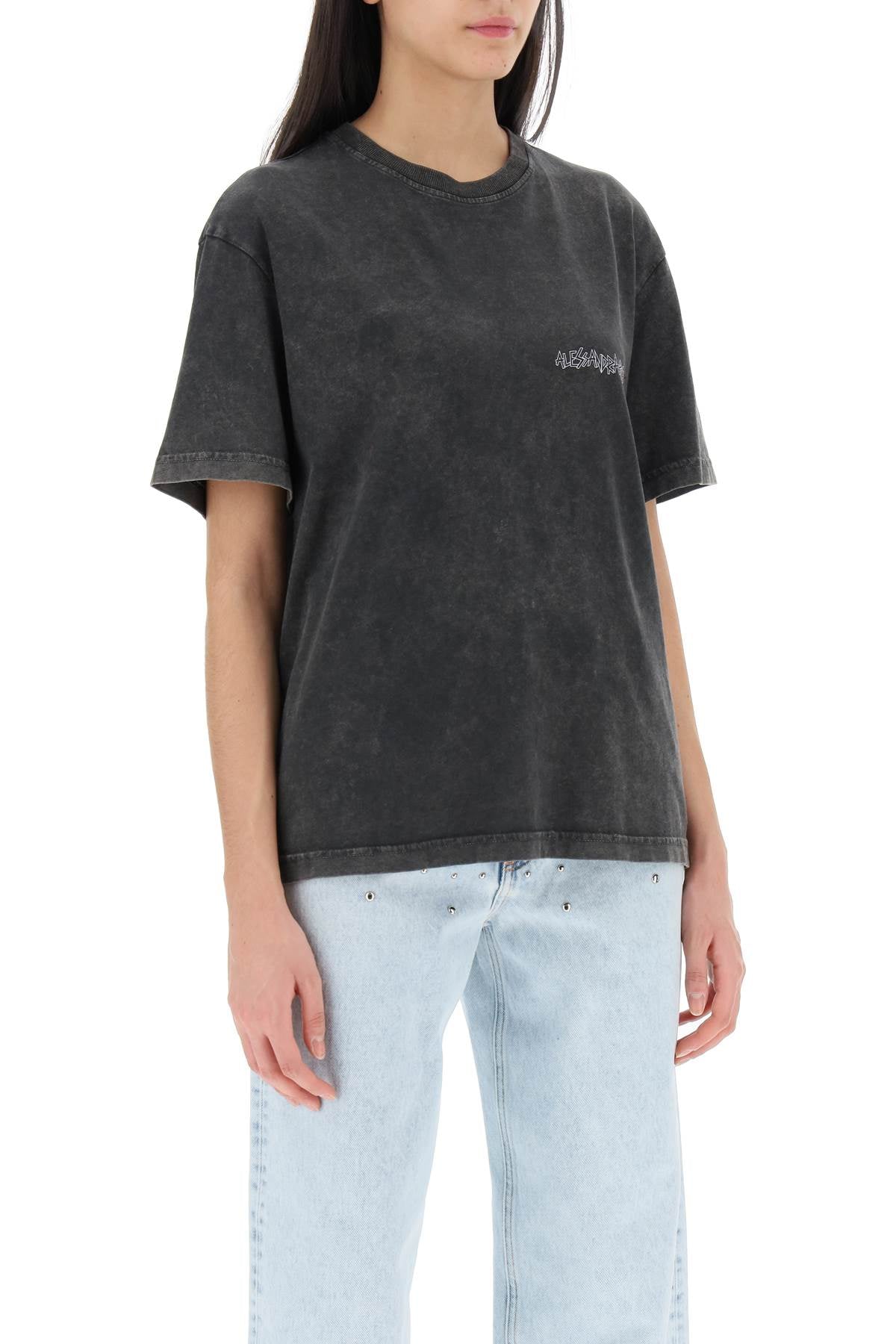 Alessandra Rich Alessandra rich oversized t-shirt with print and rhinestones