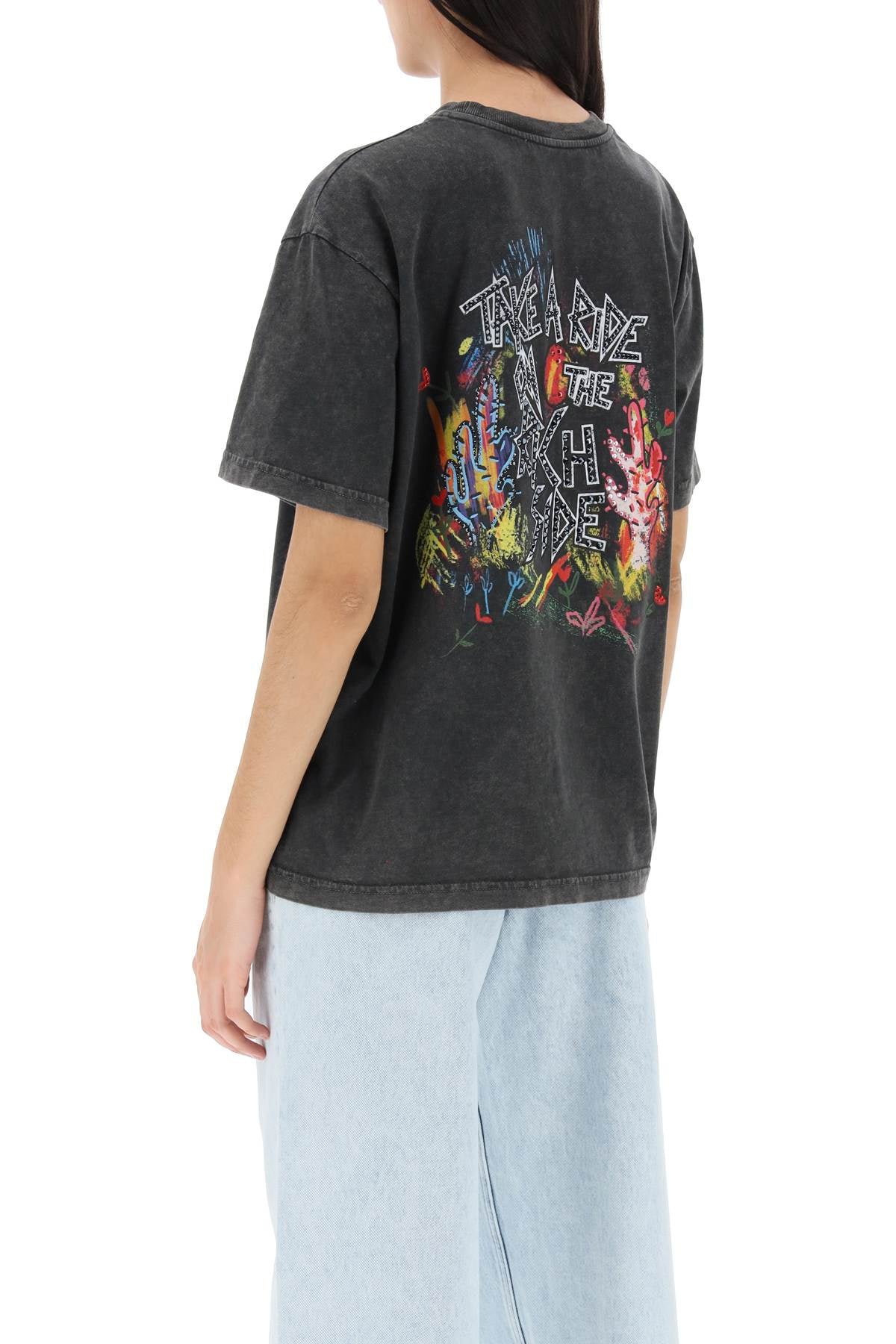 Alessandra Rich Alessandra rich oversized t-shirt with print and rhinestones