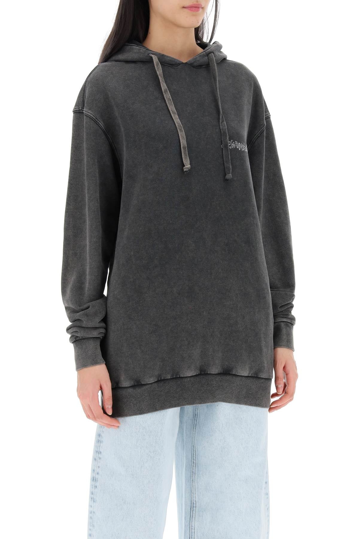 Alessandra Rich Alessandra rich oversized hoodie with print and rhinestones