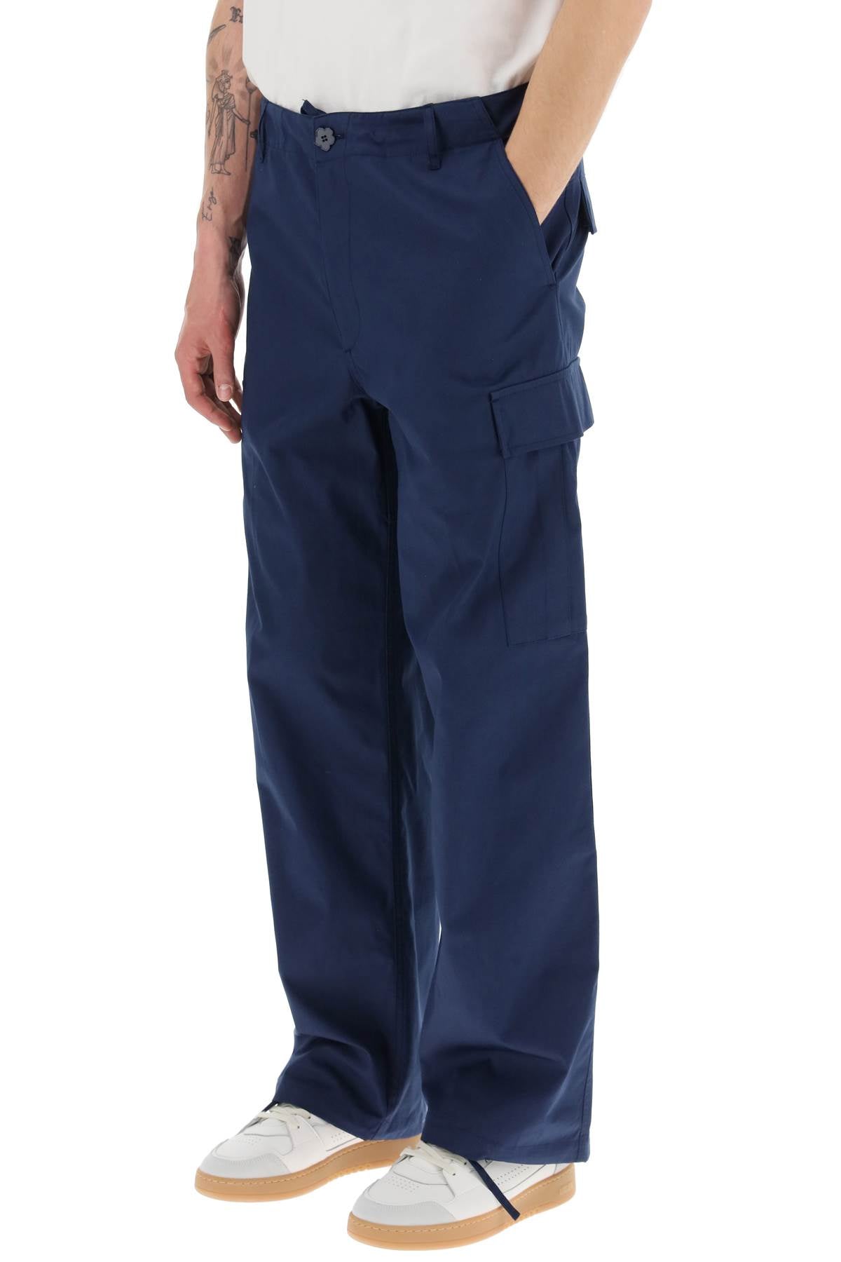 Kenzo Kenzo cargo pants featuring 'boke flower' button