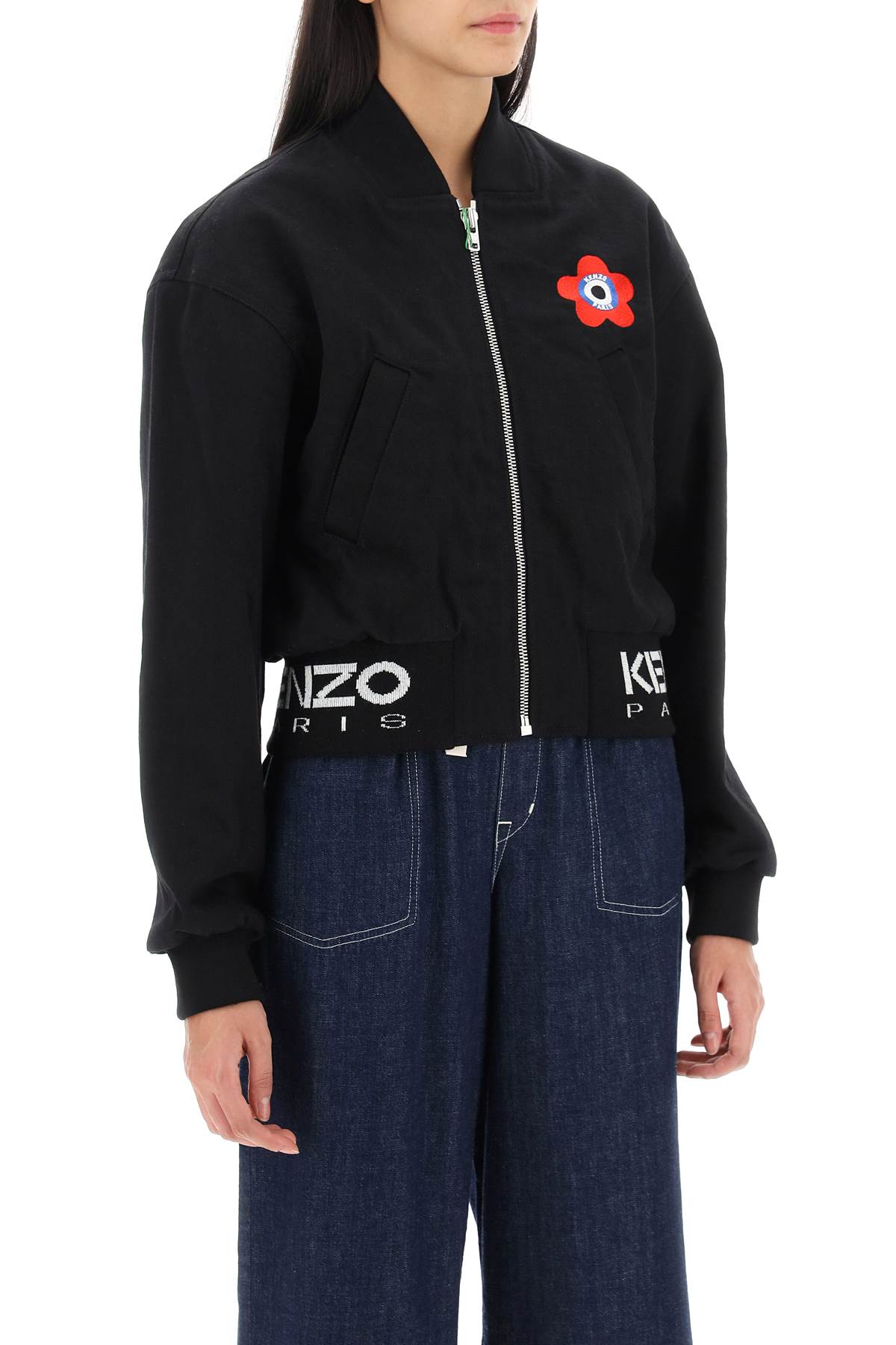 Kenzo Kenzo target cropped bomber jacket in denim