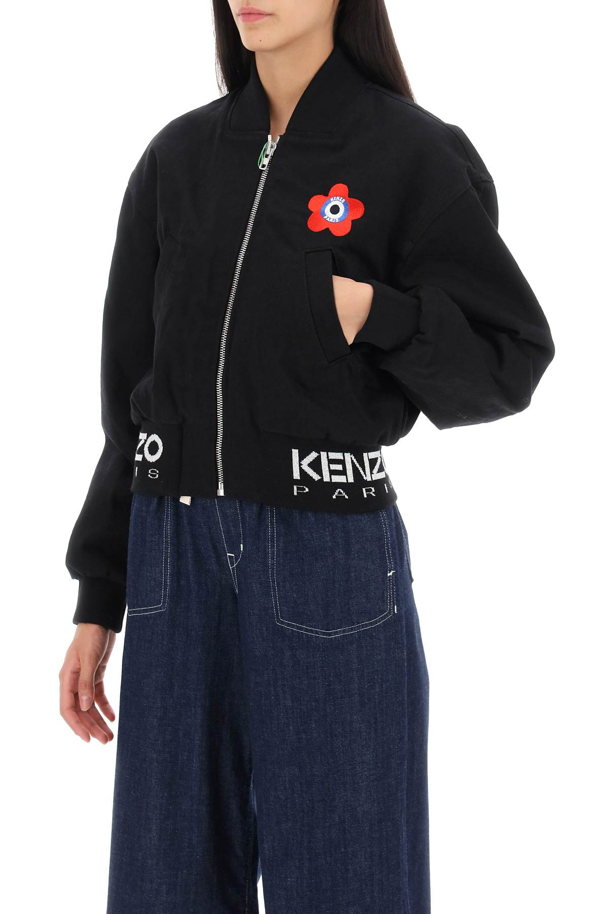 Kenzo Kenzo target cropped bomber jacket in denim