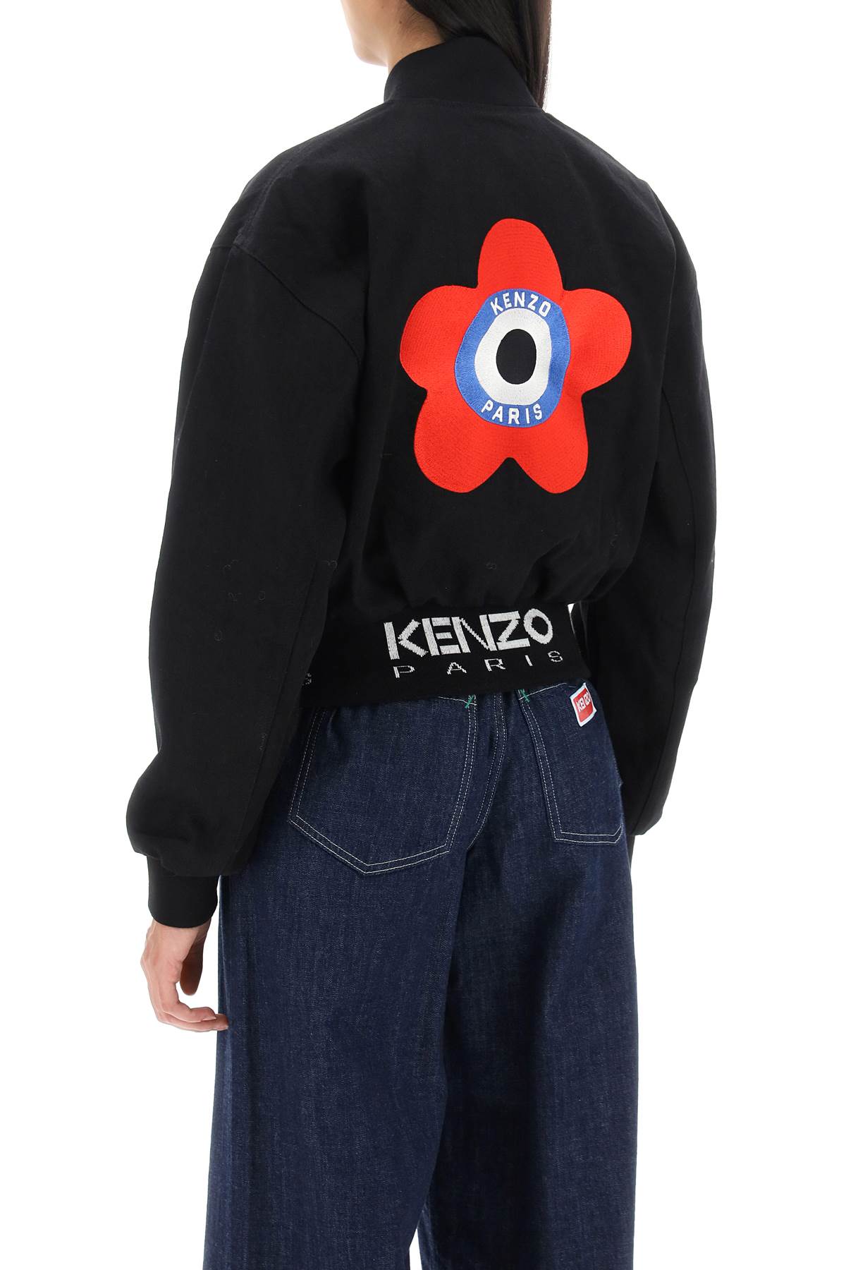 Kenzo Kenzo target cropped bomber jacket in denim