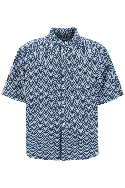 Kenzo Kenzo seigaiha short-sleeved denim shirt