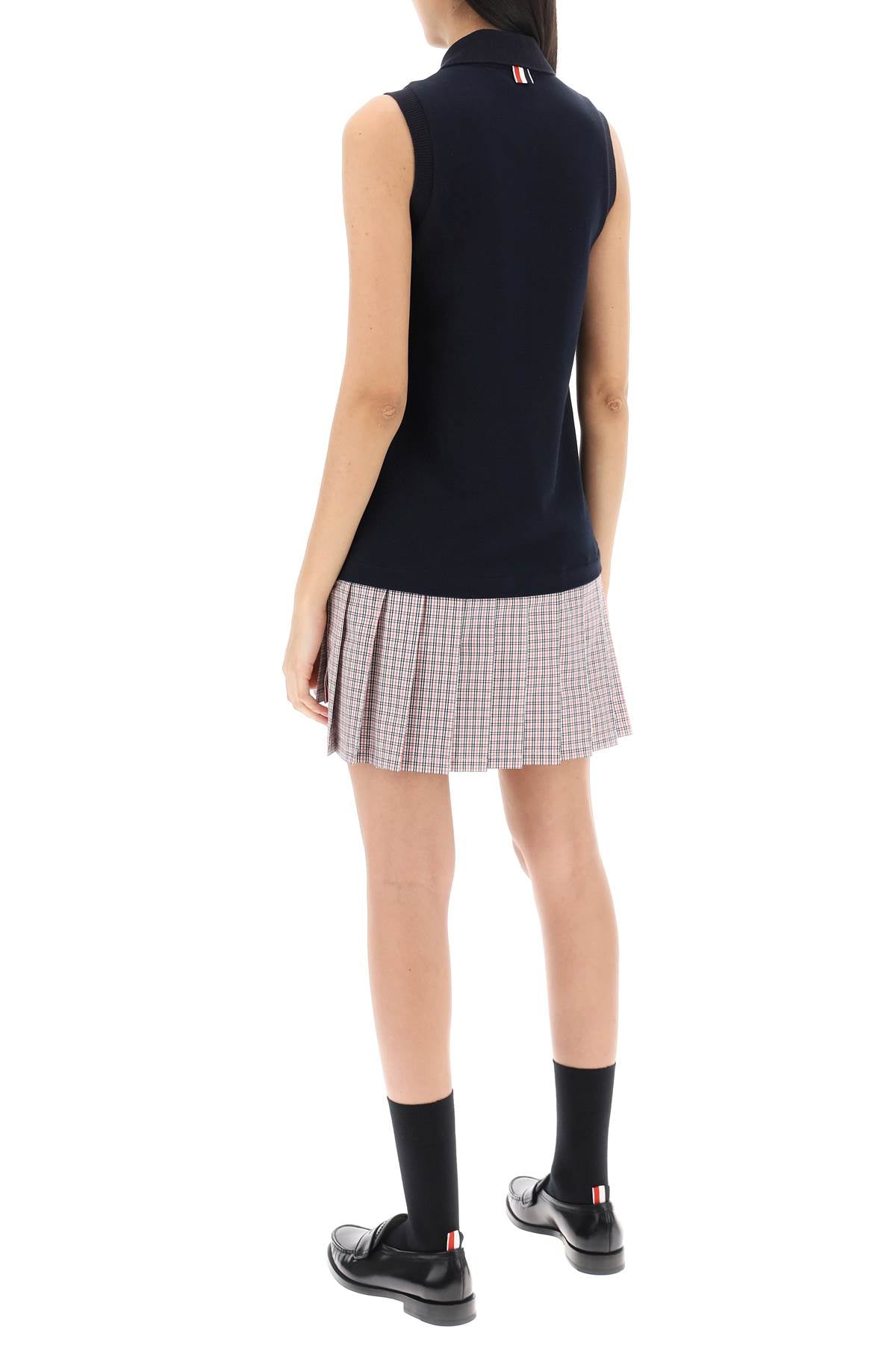 Thom Browne Thom browne mini polo-style dress with pleated bottom.