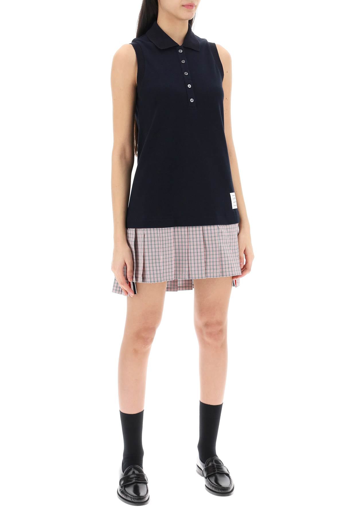 Thom Browne Thom browne mini polo-style dress with pleated bottom.