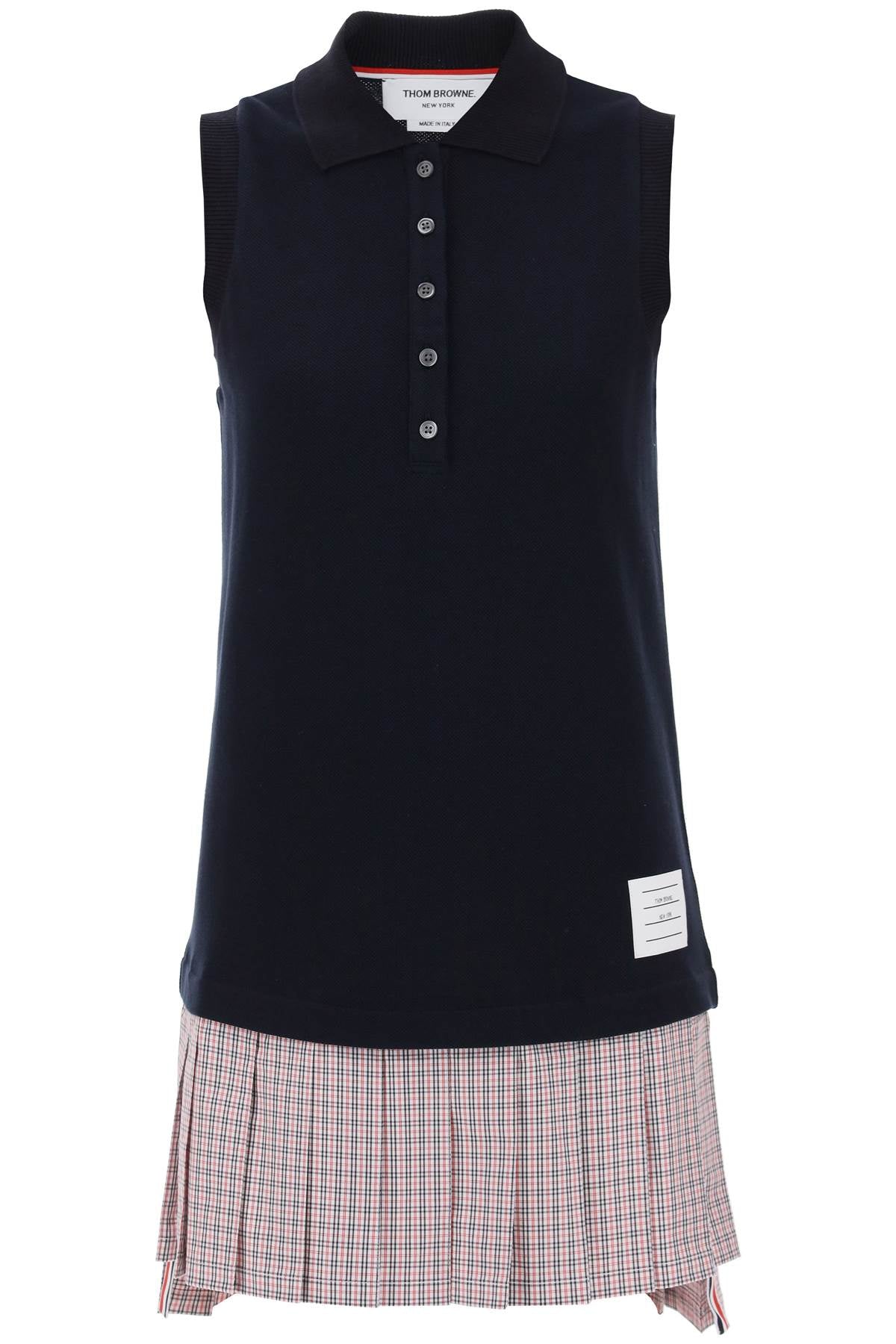 Thom Browne Thom browne mini polo-style dress with pleated bottom.