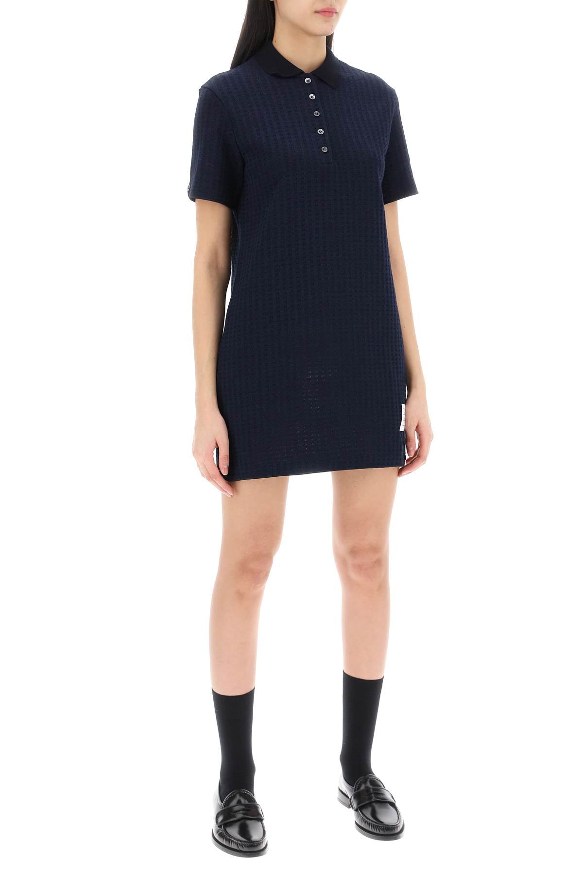 Thom Browne Thom browne mini jacquard knit polo dress in