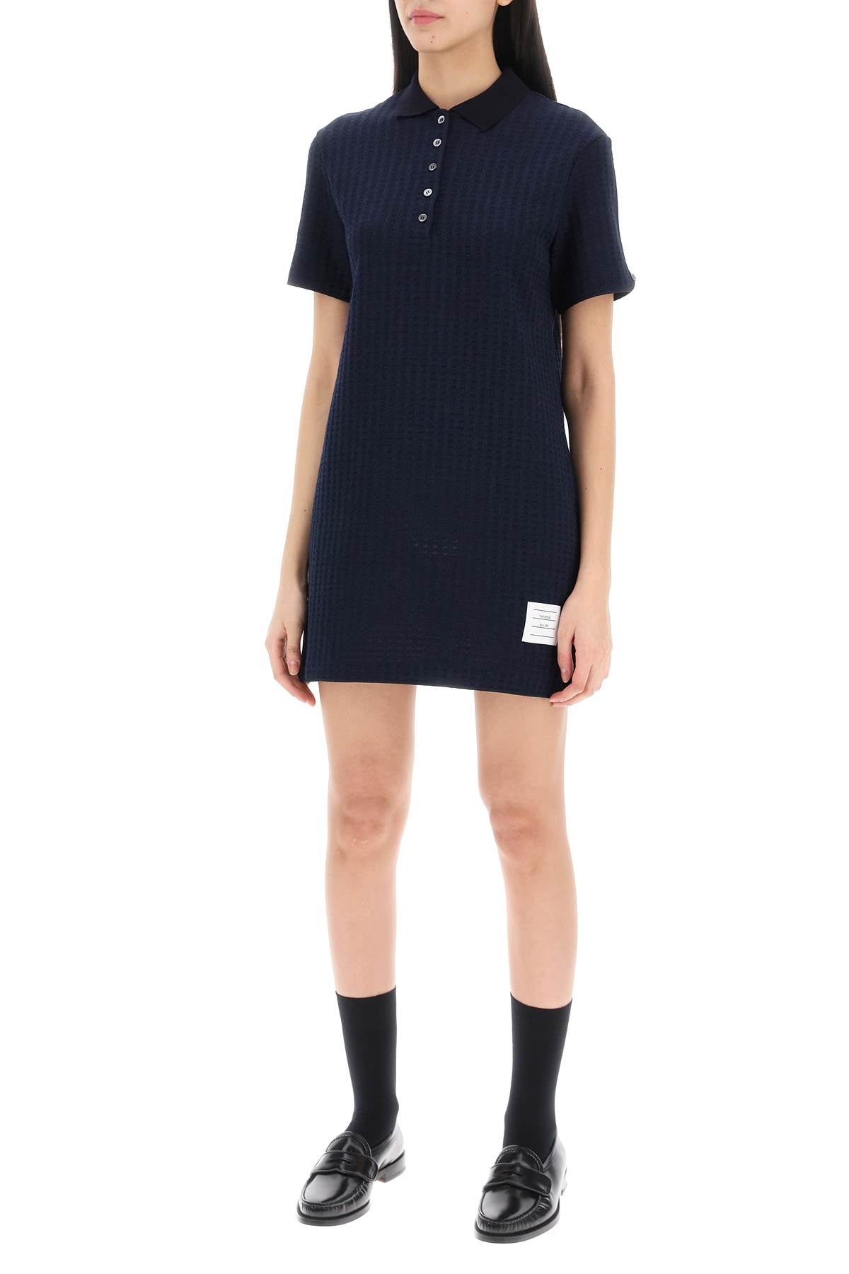 Thom Browne Thom browne mini jacquard knit polo dress in