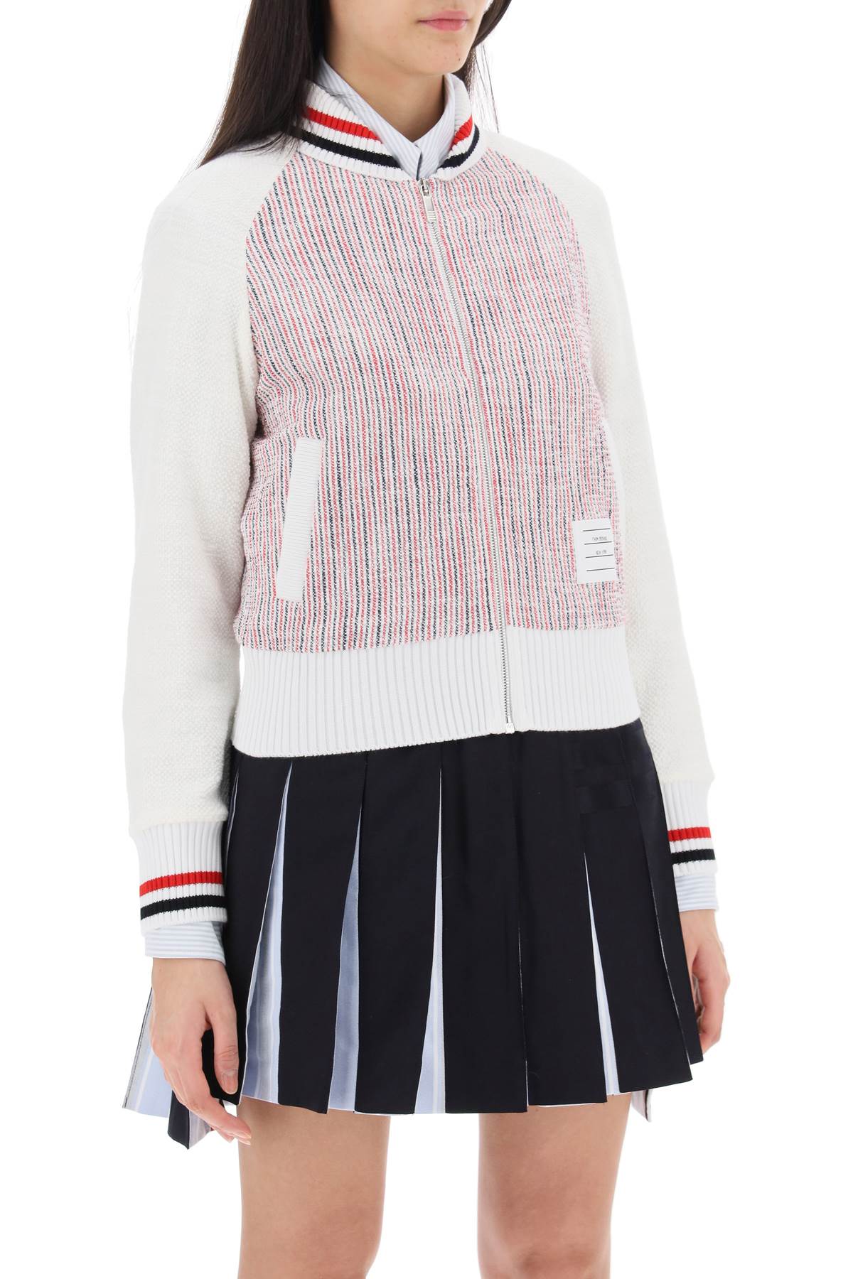 Thom Browne Thom browne zip-up cardigan in striped tweed