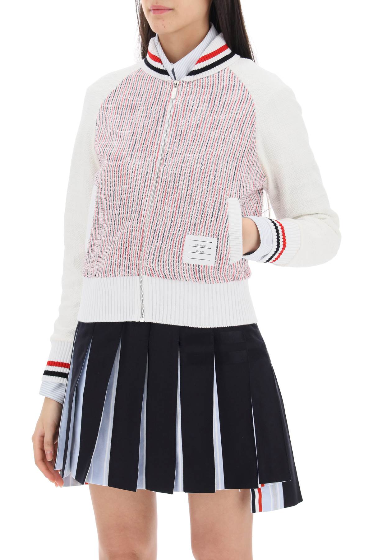 Thom Browne Thom browne zip-up cardigan in striped tweed